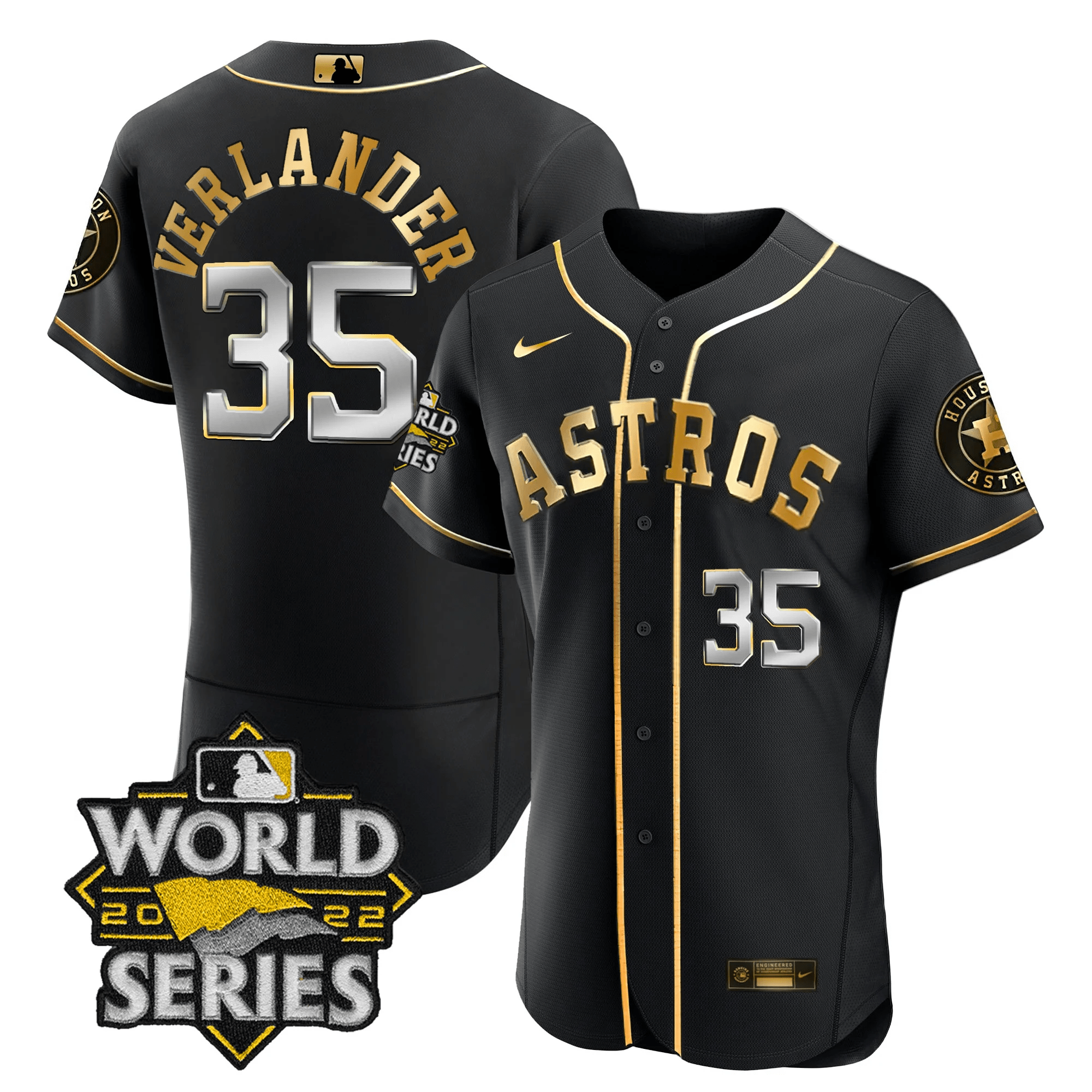 Justin Verlander Men's Houston Astros 2022 World Series Player Flex Black Jersey - All Stitched