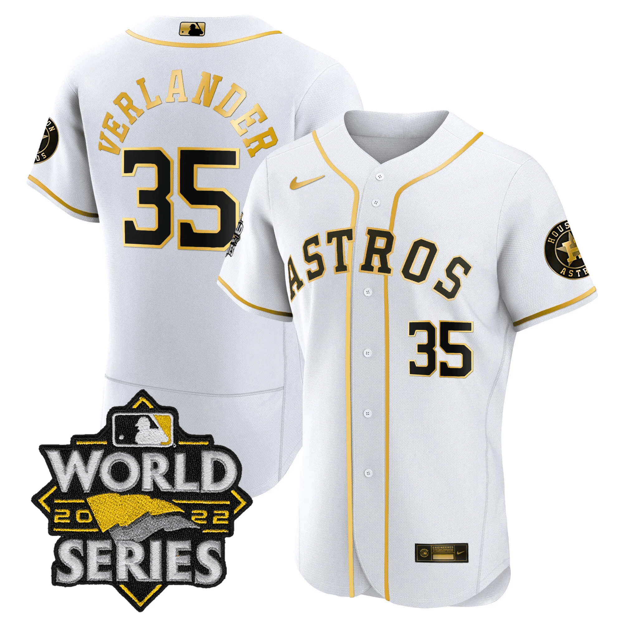 Justin Verlander Men's Houston Astros 2022 World Series Player Flex White Jersey - All Stitched