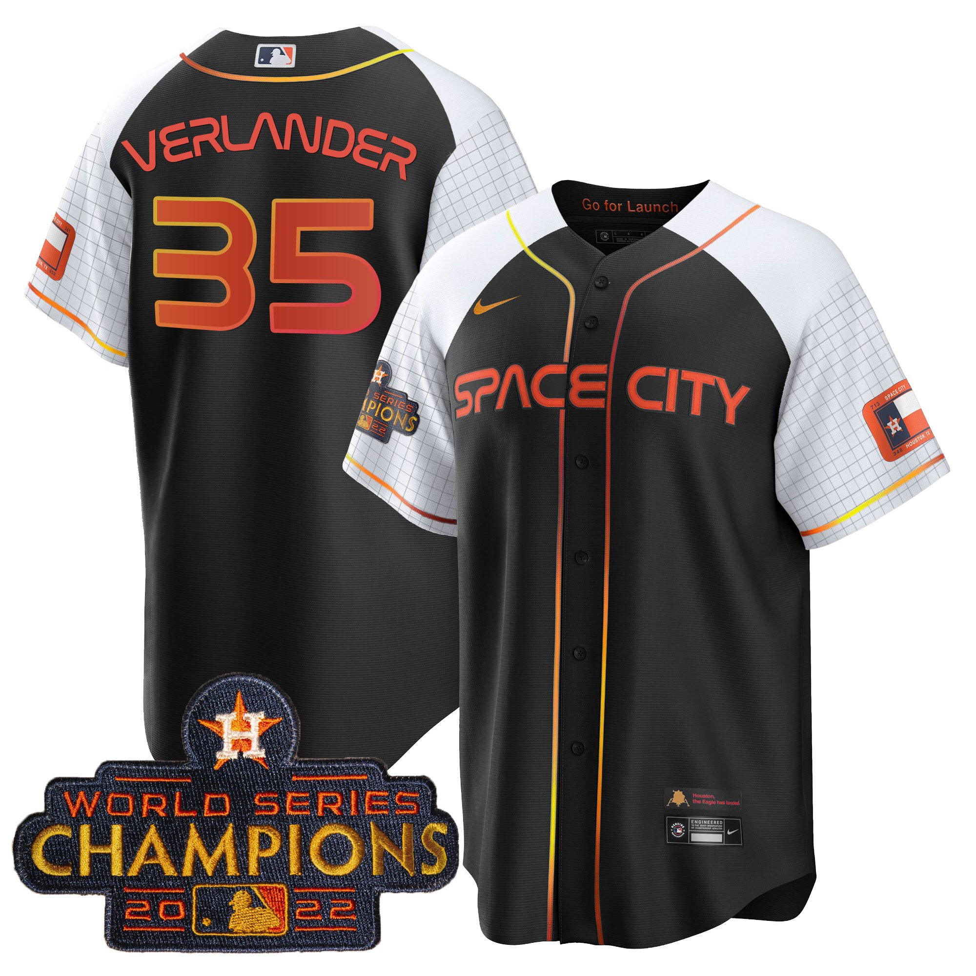 Justin Verlander Men's Houston Astros 2023 Space City Champions Alternate Cool Black Jersey - All Stitched