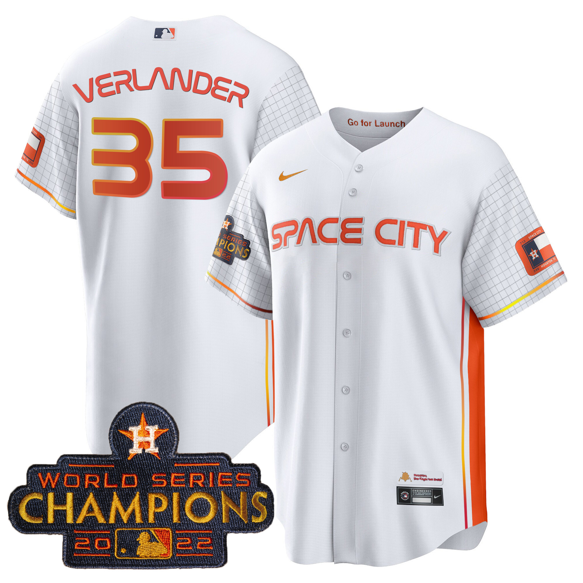 Justin Verlander Men's Houston Astros 2023 Space City Champions Cool Special White Jersey - All Stitched