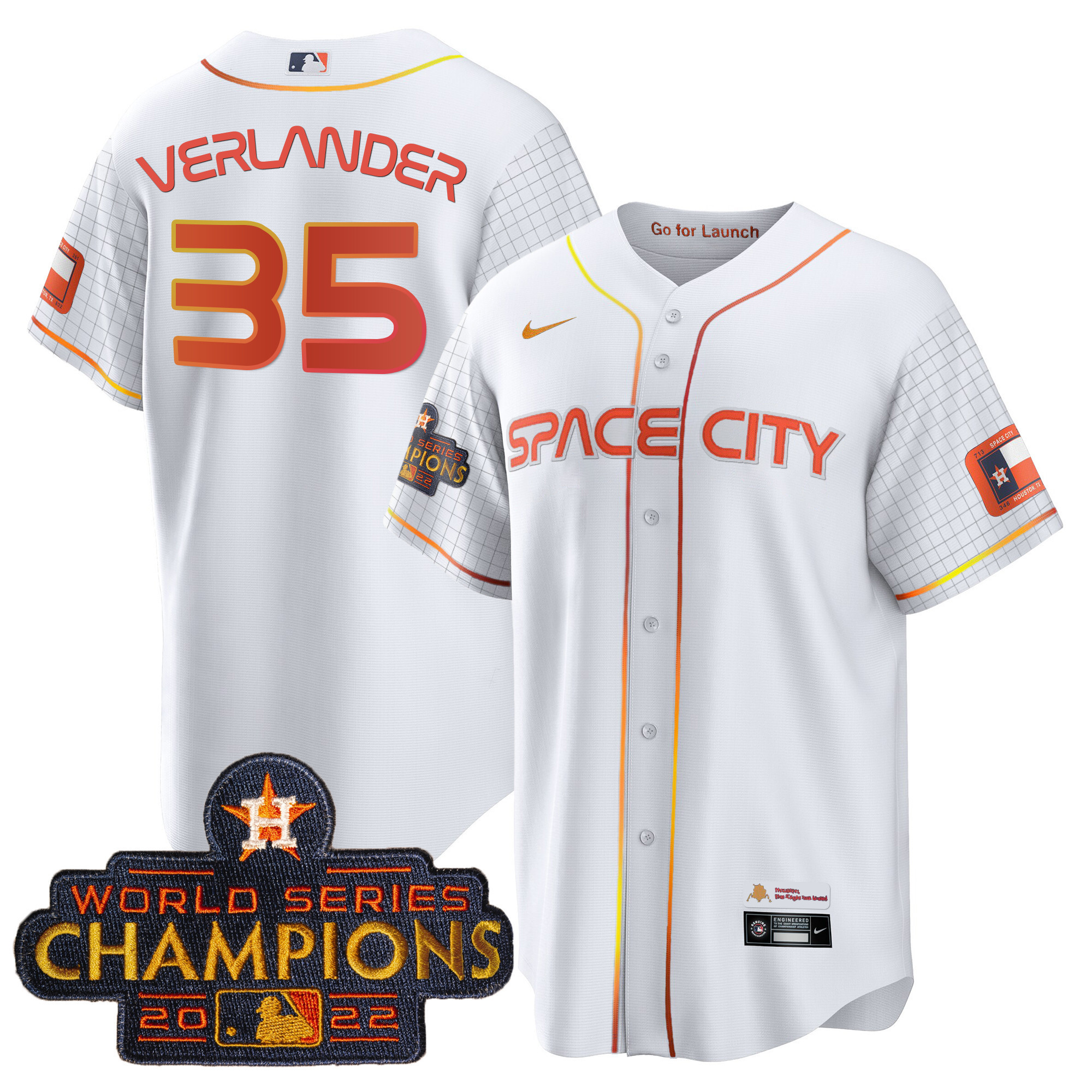 Justin Verlander Men's Houston Astros 2023 Space City Champions Cool White Jersey - All Stitched