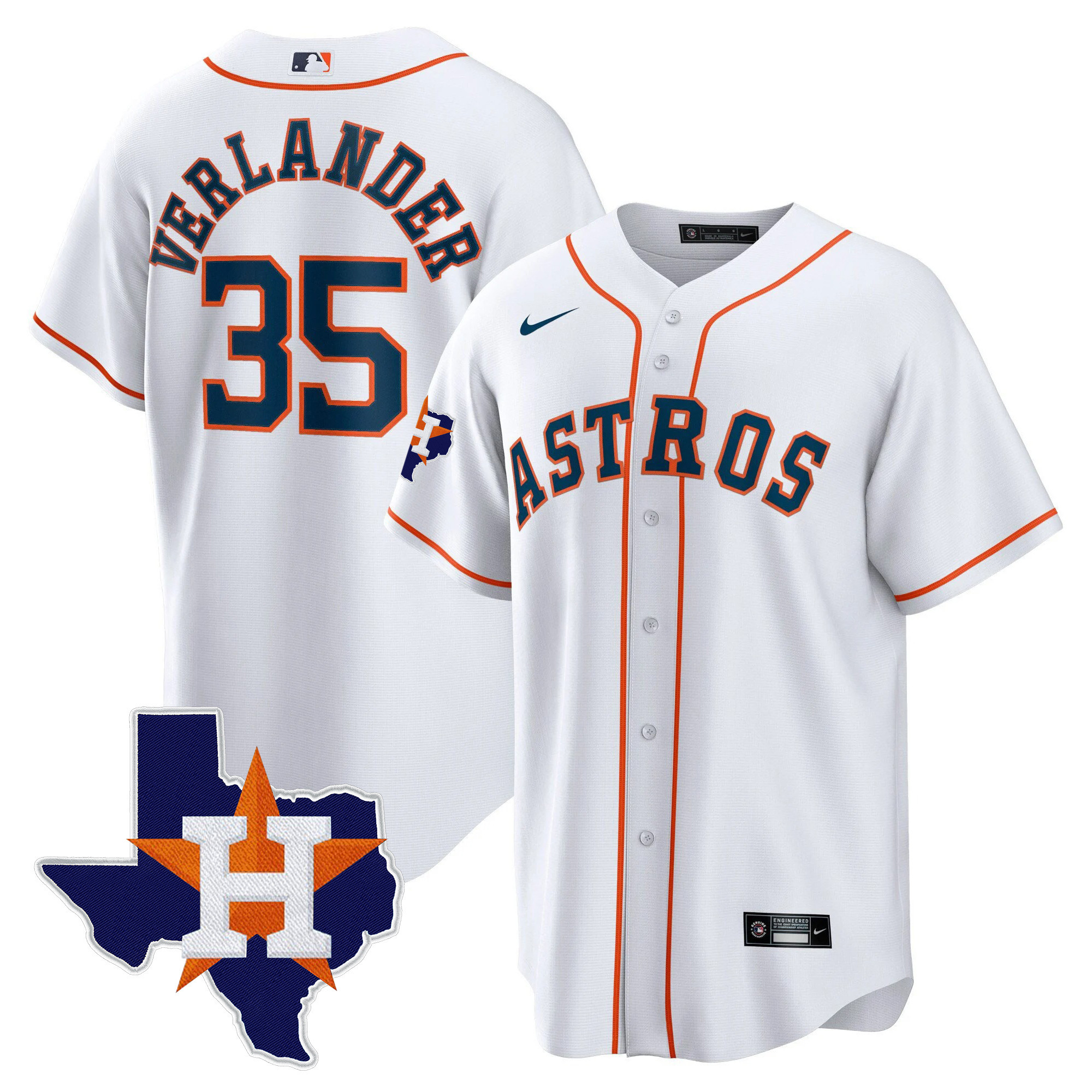 Justin Verlander Men's Houston Astros 2024 Gold - Texas Patch Cool Home Jersey - All Stitched