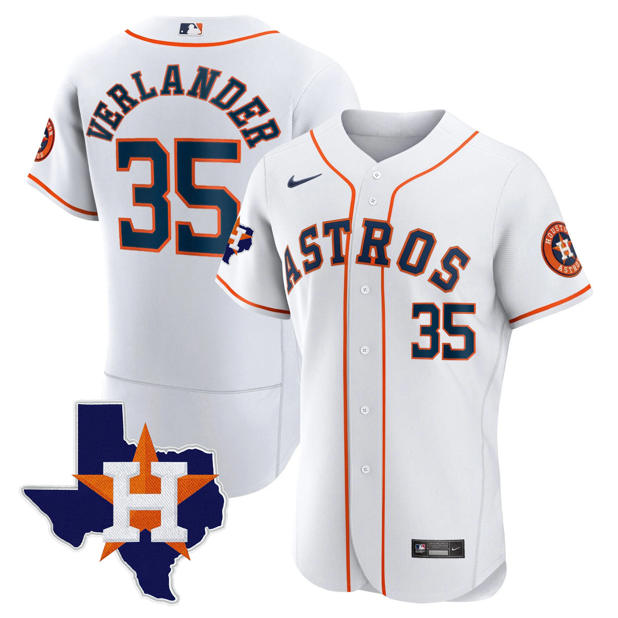 Justin Verlander Men's Houston Astros 2024 Gold - Texas Patch Flex Home Jersey - All Stitched