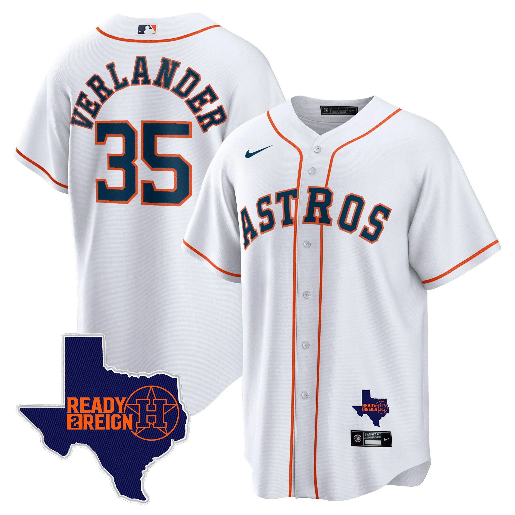 Justin Verlander Men's Houston Astros 2024 Ready 2 Reign Cool Base Home Jersey - All Stitched