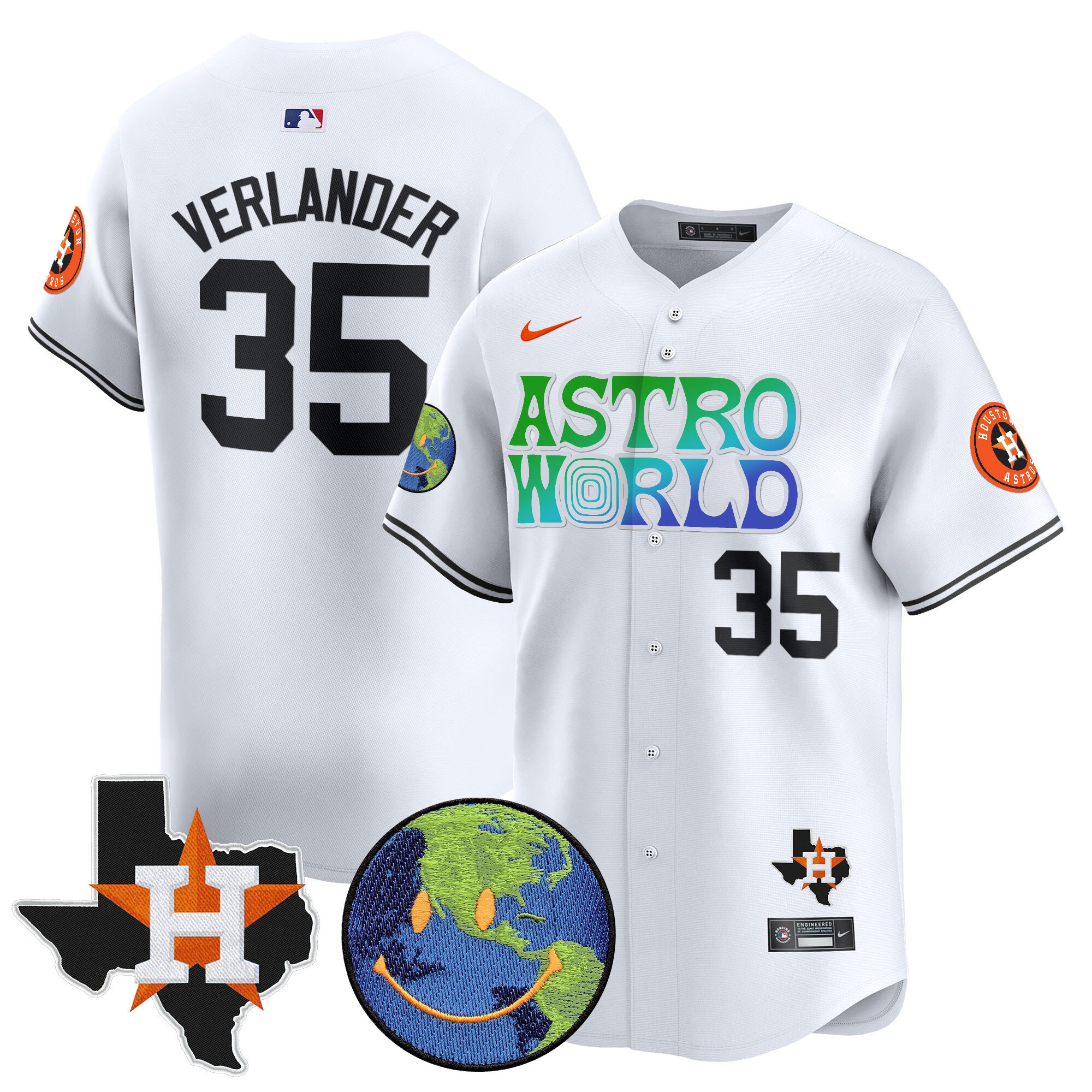 Justin Verlander Men's Houston Astros Cactus Jack Astro World Vapor Premier Limited White Jersey - All Stitched