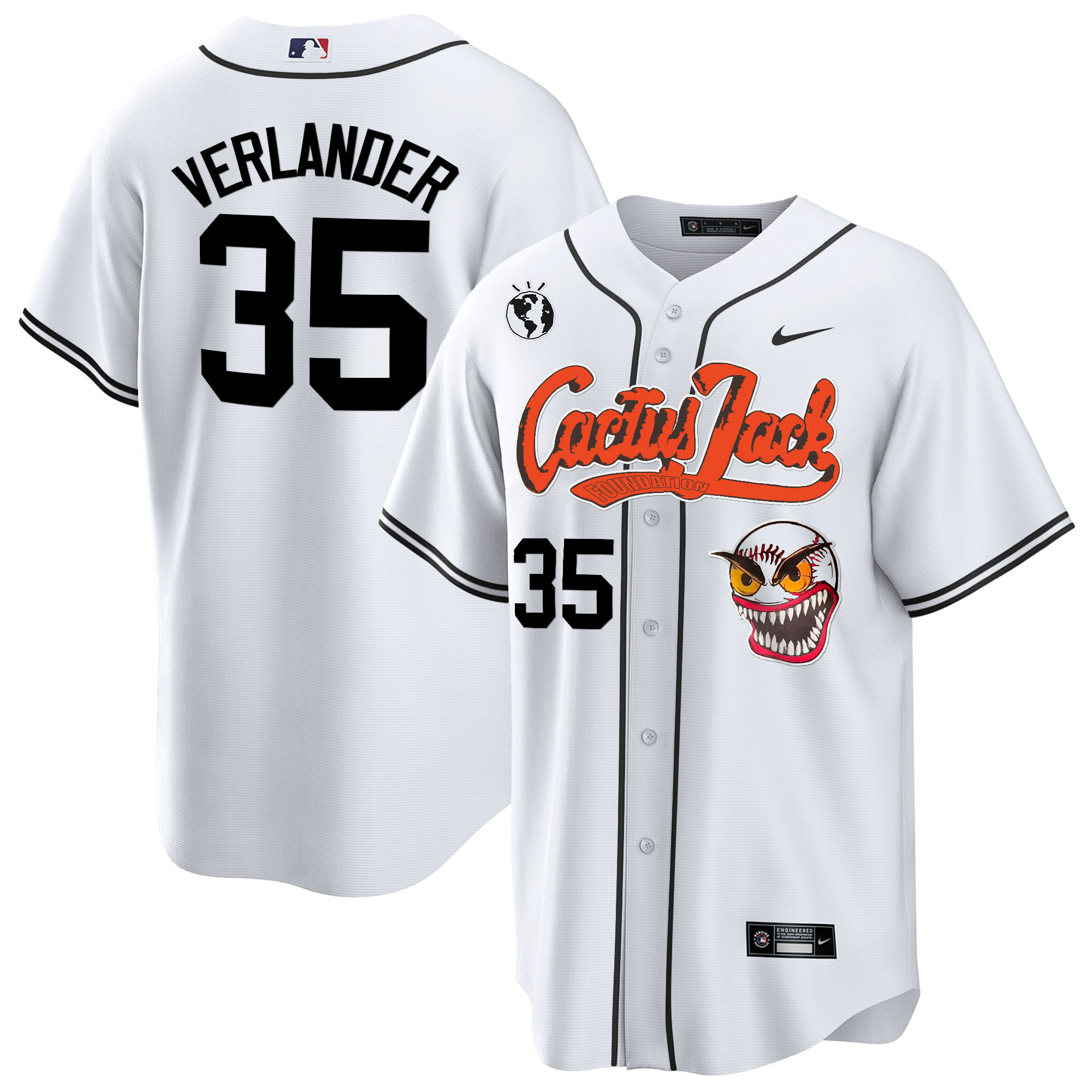 Justin Verlander Men's Houston Astros Cactus Jack Cool Base White Jersey - All Stitched