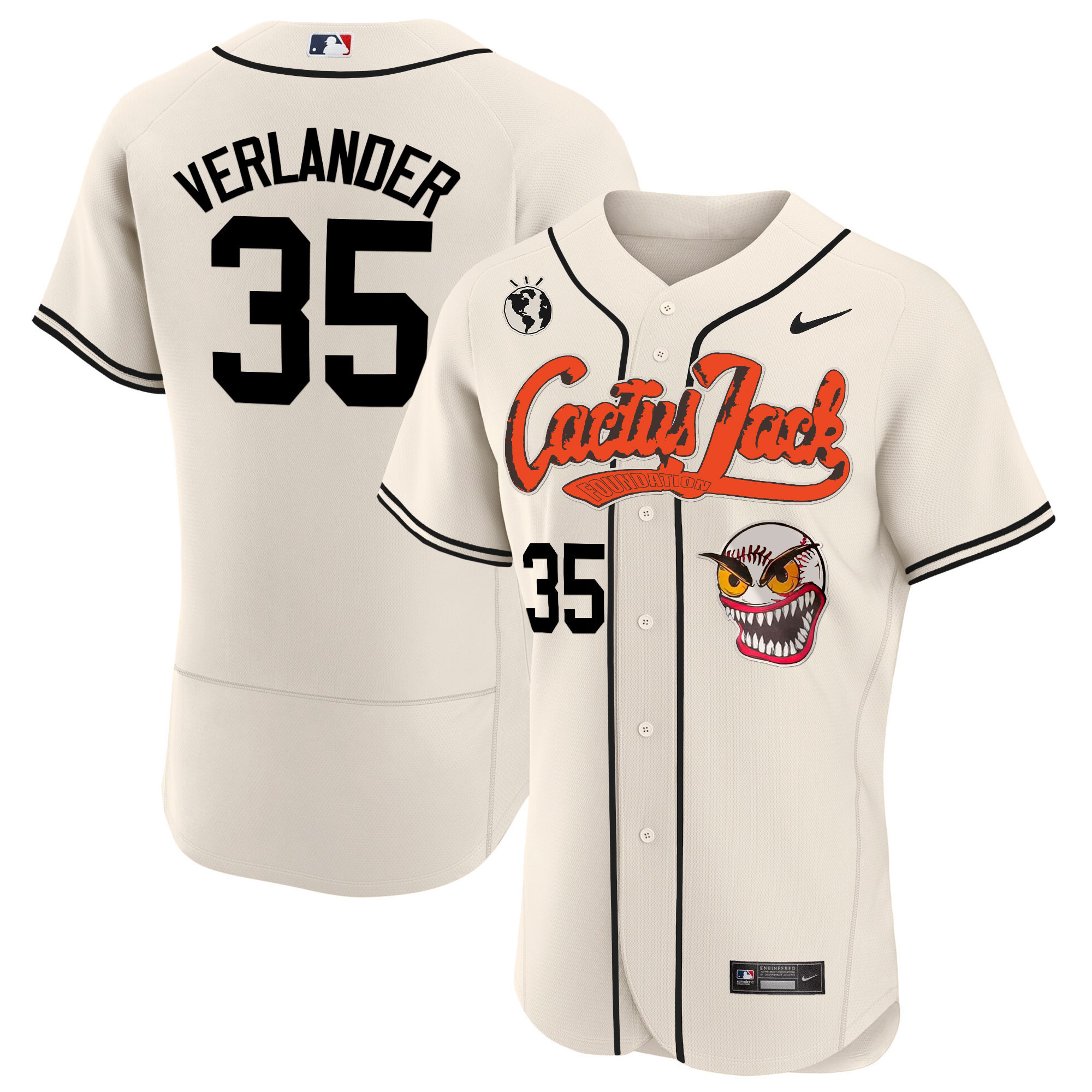 Justin Verlander Men's Houston Astros Cactus Jack Flex Base Cream Jersey - All Stitched