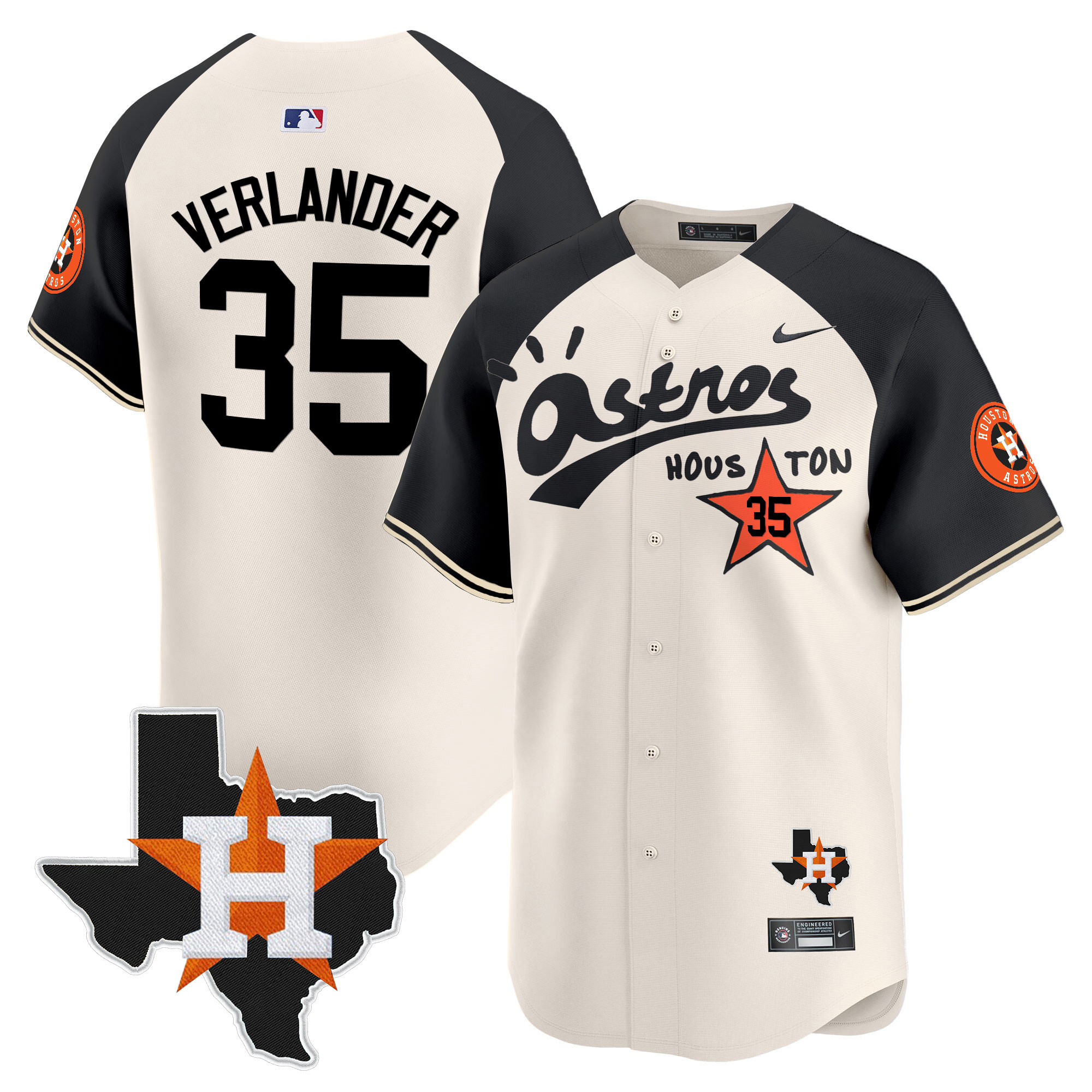 Justin Verlander Men's Houston Astros Cactus Jack Style Vapor Premier Limited Cream Alternate Jersey - All Stitched