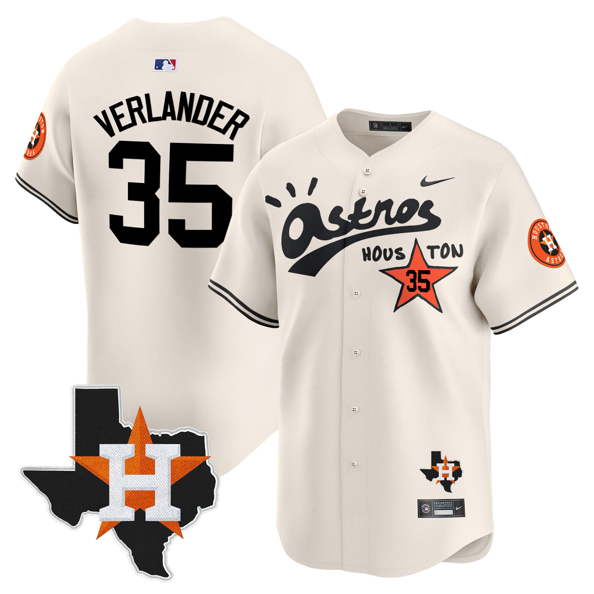 Justin Verlander Men's Houston Astros Cactus Jack Style Vapor Premier Limited Cream Jersey - All Stitched