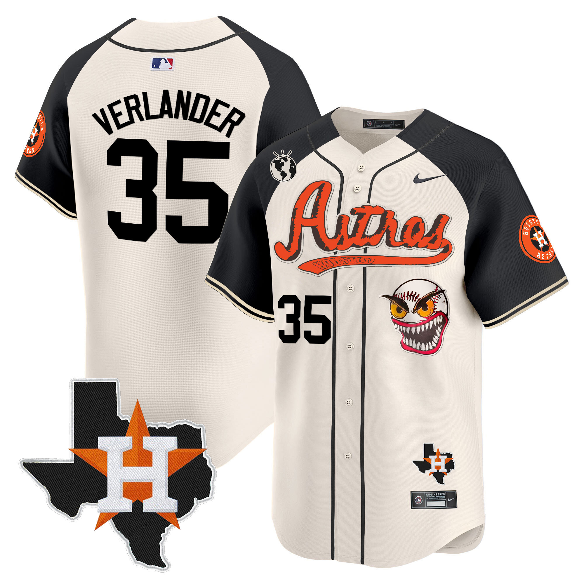 Justin Verlander Men's Houston Astros Cactus Jack Style Vapor Premier Limited V2 Cream Alternate Jersey - All Stitched