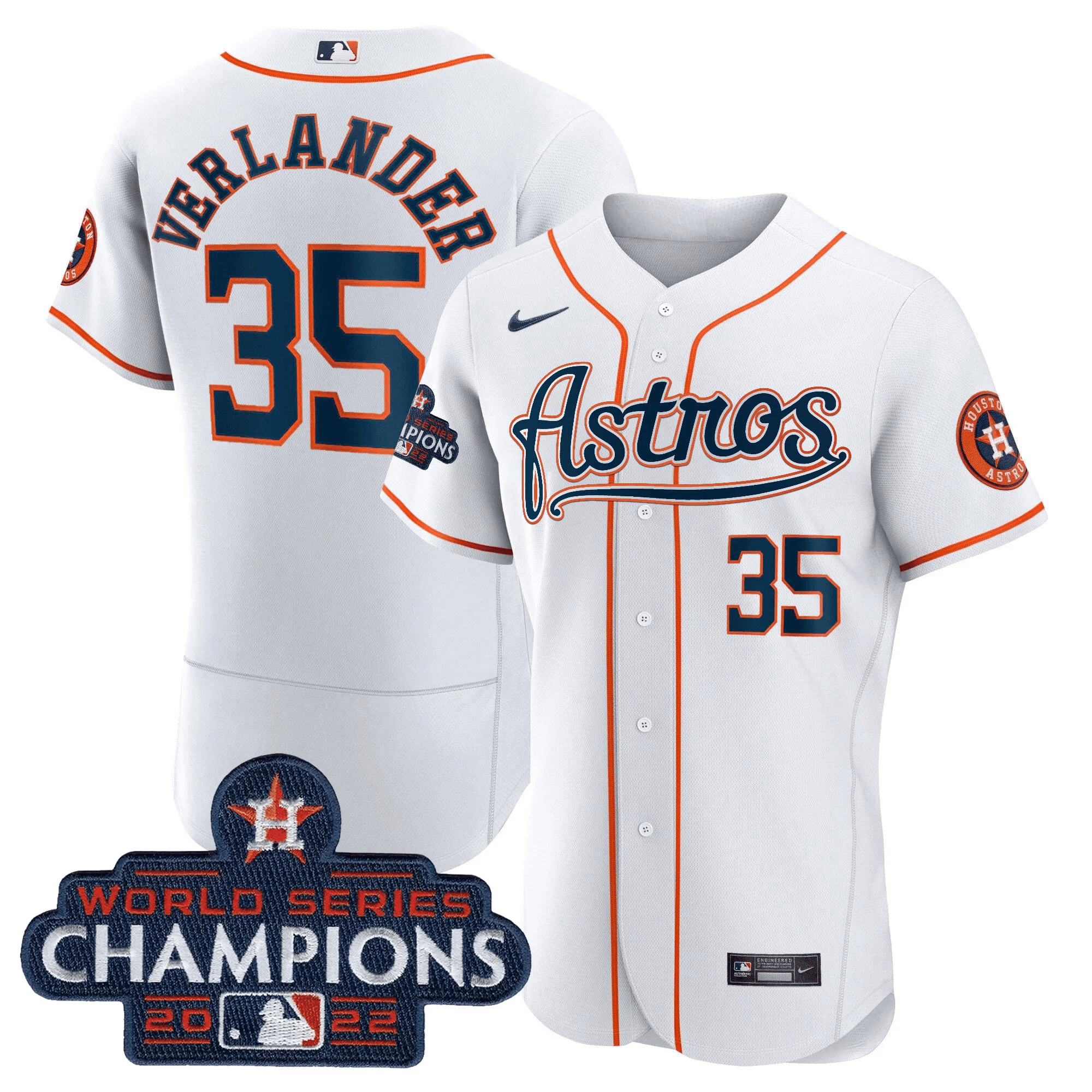 Justin Verlander Men's Houston Astros Champions & Throwback Patch Gold V2 Flex Home Jersey - All Stitched