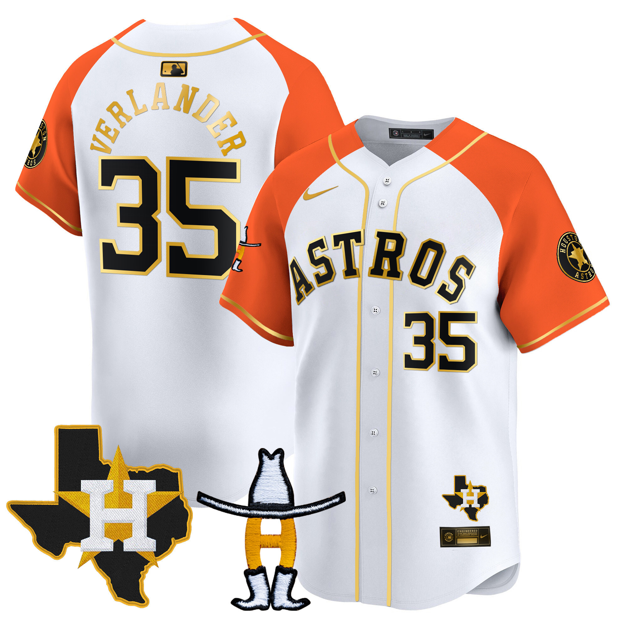 Justin Verlander Men's Houston Astros Houston Rodeo Patch Vapor Premier Limited V2 White Alternate Jersey - All Stitched