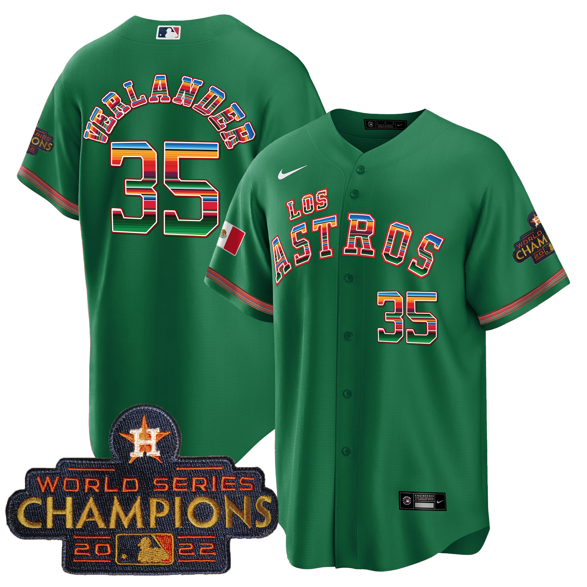 Justin Verlander Men's Houston Astros Los Houston Astros Mexico Green Jersey - All Stitched