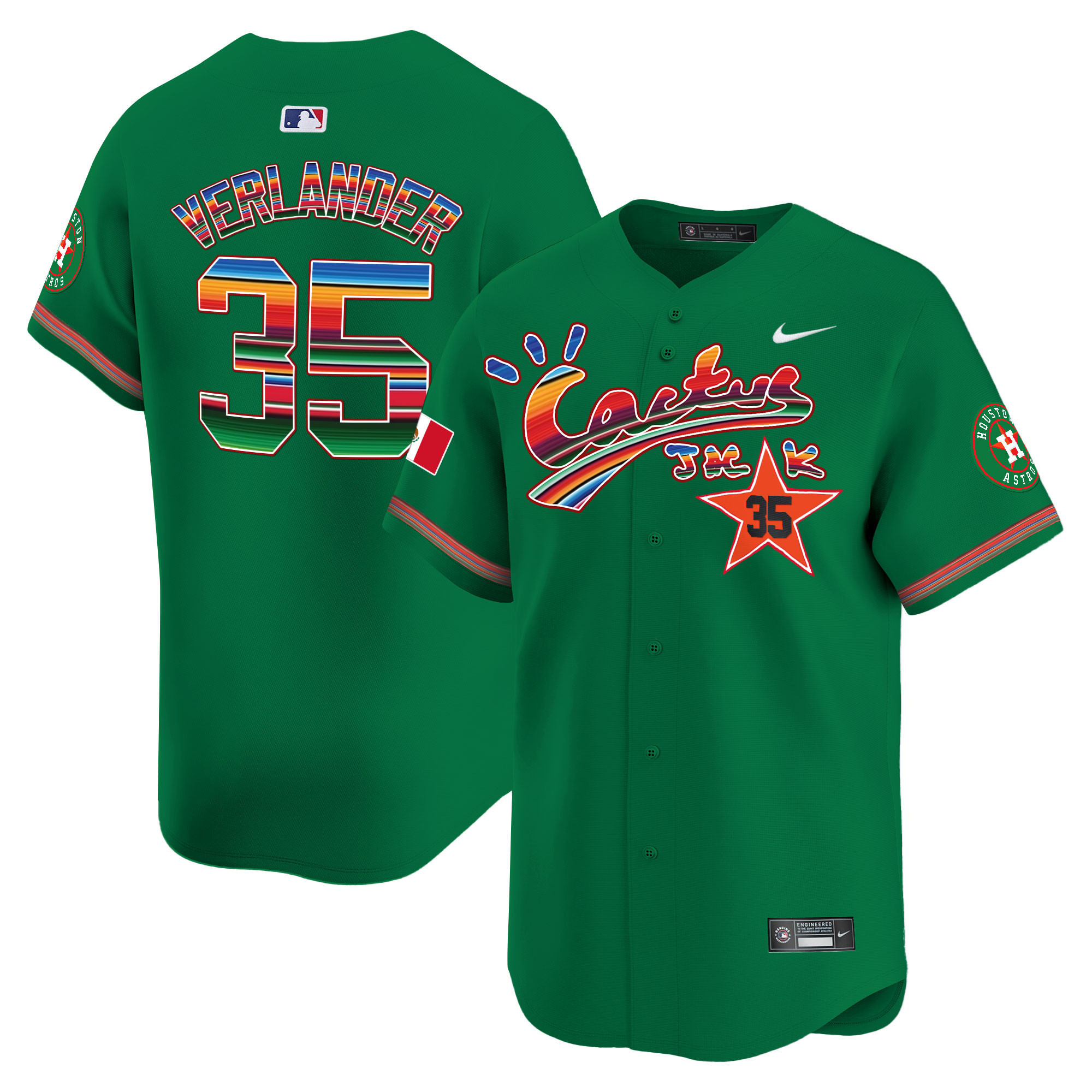 Justin Verlander Men's Houston Astros Mexico Cactus Jack Vapor Premier Limited Green Jersey - All Stitched