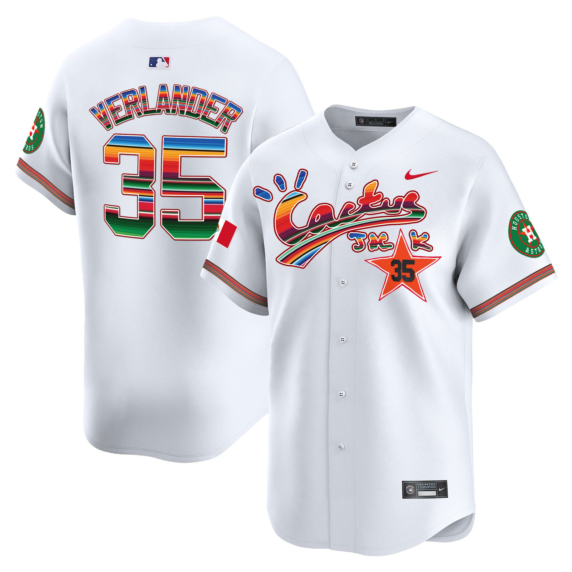 Justin Verlander Men's Houston Astros Mexico Cactus Jack Vapor Premier Limited White Jersey - All Stitched