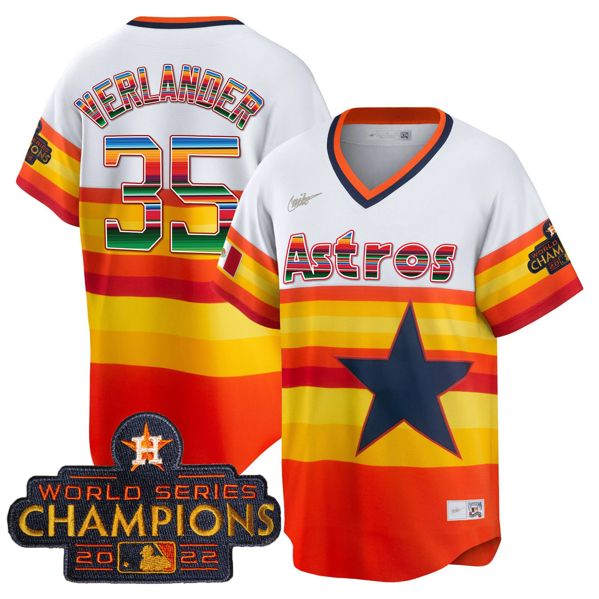 Justin Verlander Men's Houston Astros Mexico Cool Base Limited V2 1980'S Throwback Jersey - All Stitched