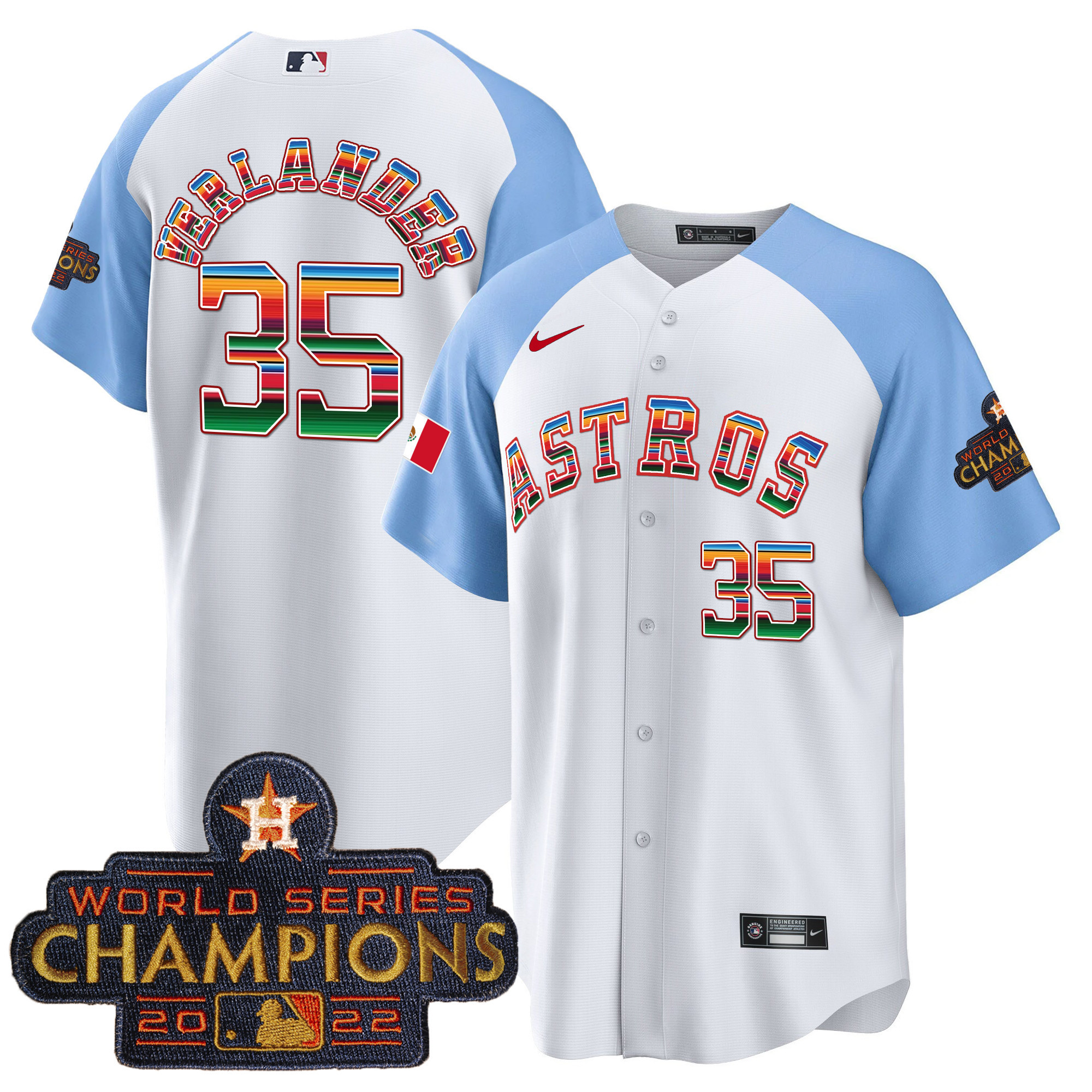 Justin Verlander Men's Houston Astros Mexico Cool Base Limited V2 Blue Alternate Jersey - All Stitched