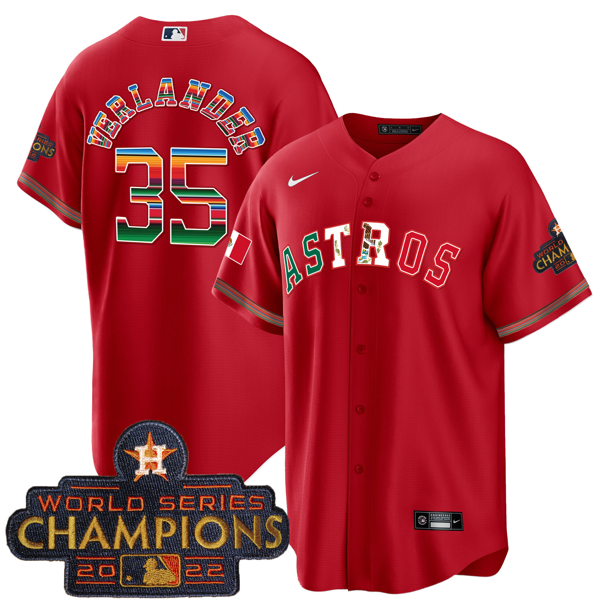Justin Verlander Men's Houston Astros Mexico Cool Base Limited V3 Red Jersey - All Stitched