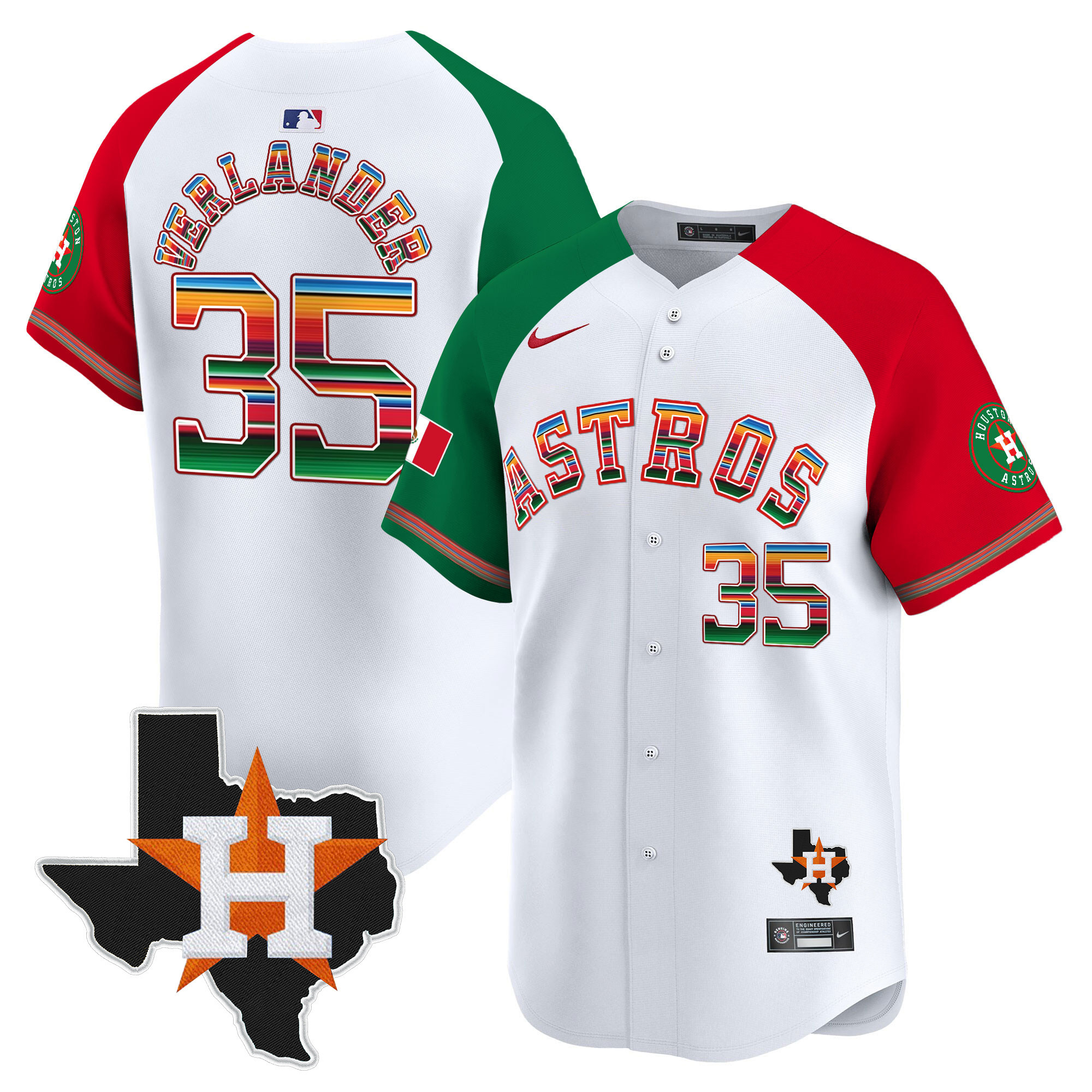 Justin Verlander Men's Houston Astros Mexico Texas Patch Vapor Premier Limited Alternate Jersey - All Stitched