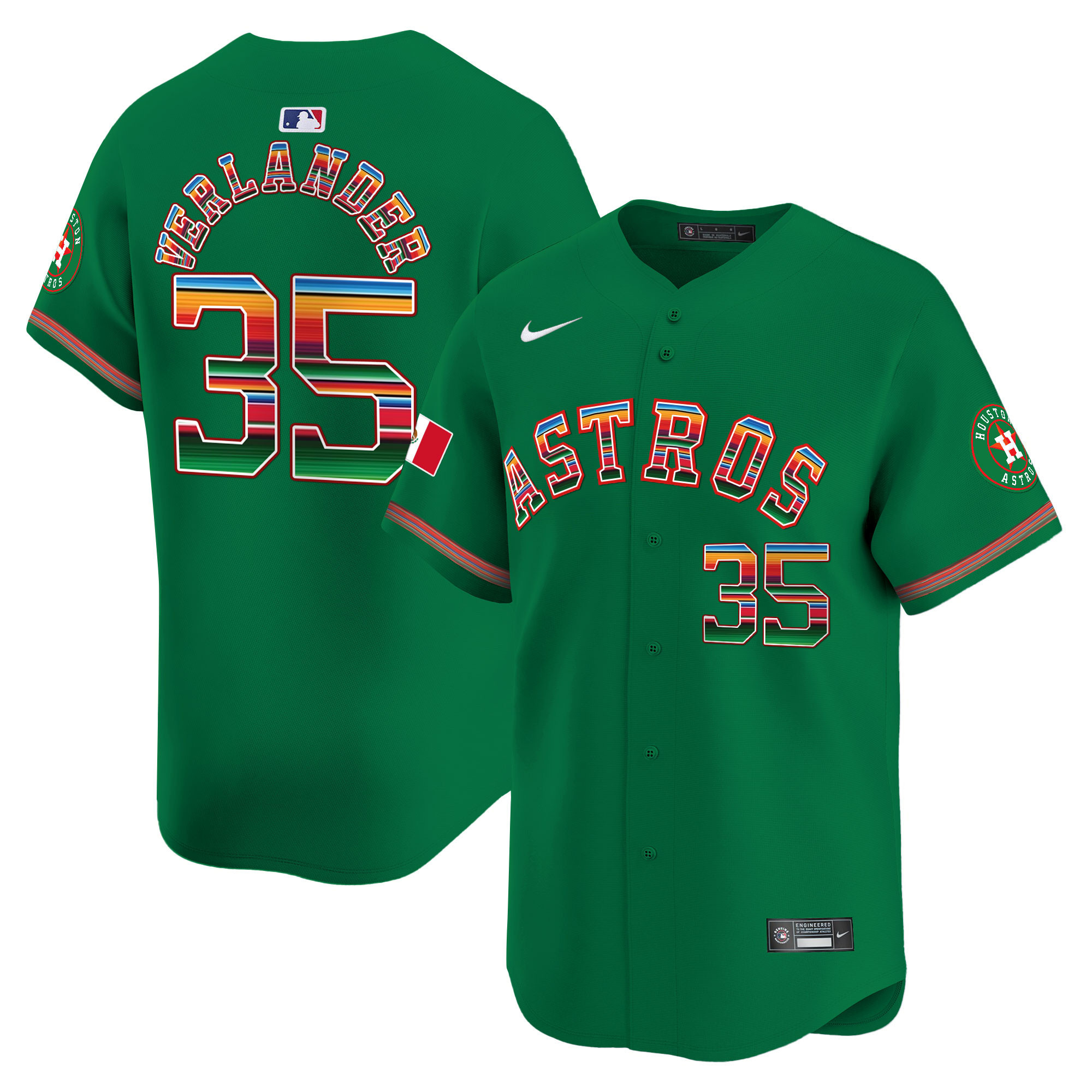 Justin Verlander Men's Houston Astros Mexico Vapor Premier Limited Green Jersey - All Stitched