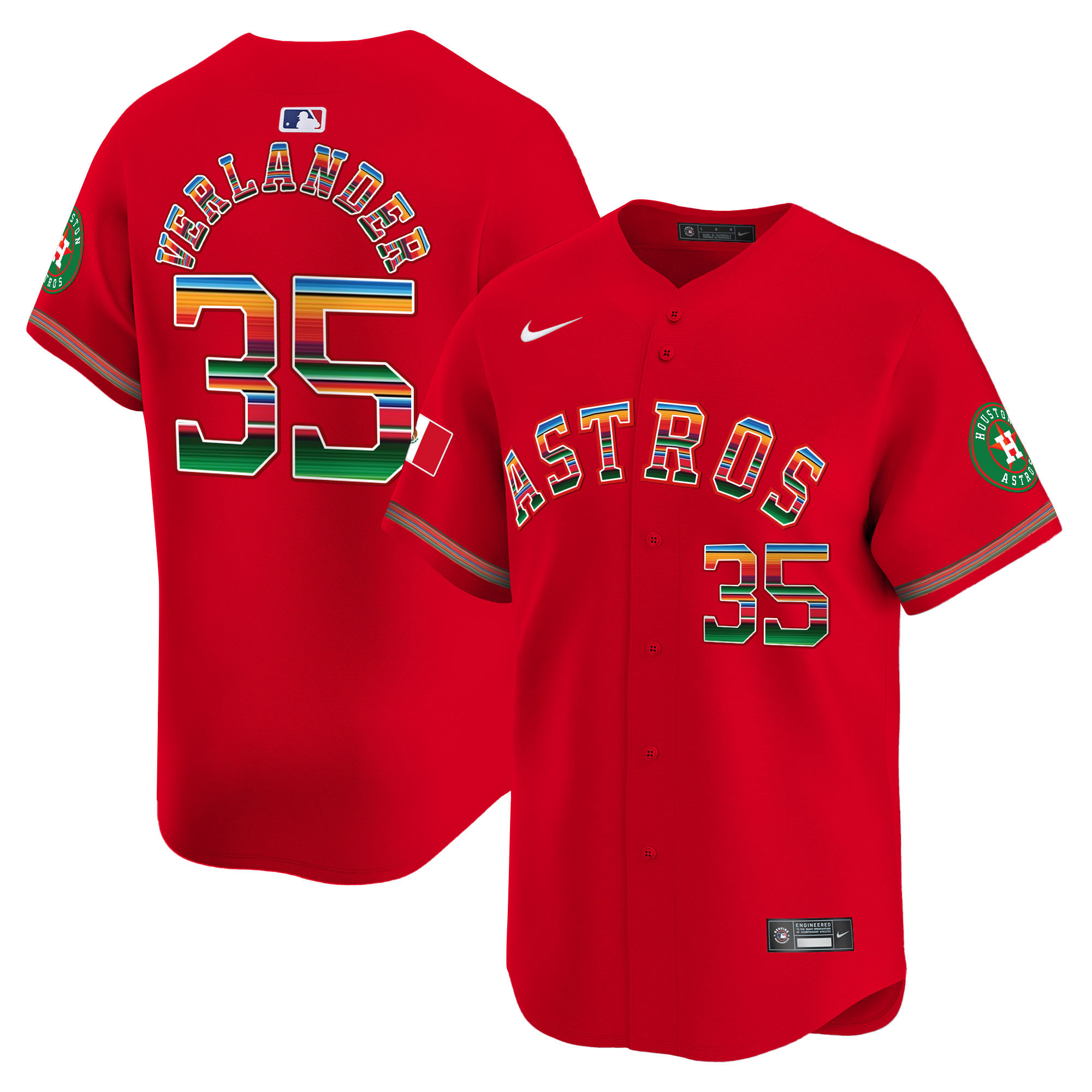 Justin Verlander Men's Houston Astros Mexico Vapor Premier Limited Red Jersey - All Stitched