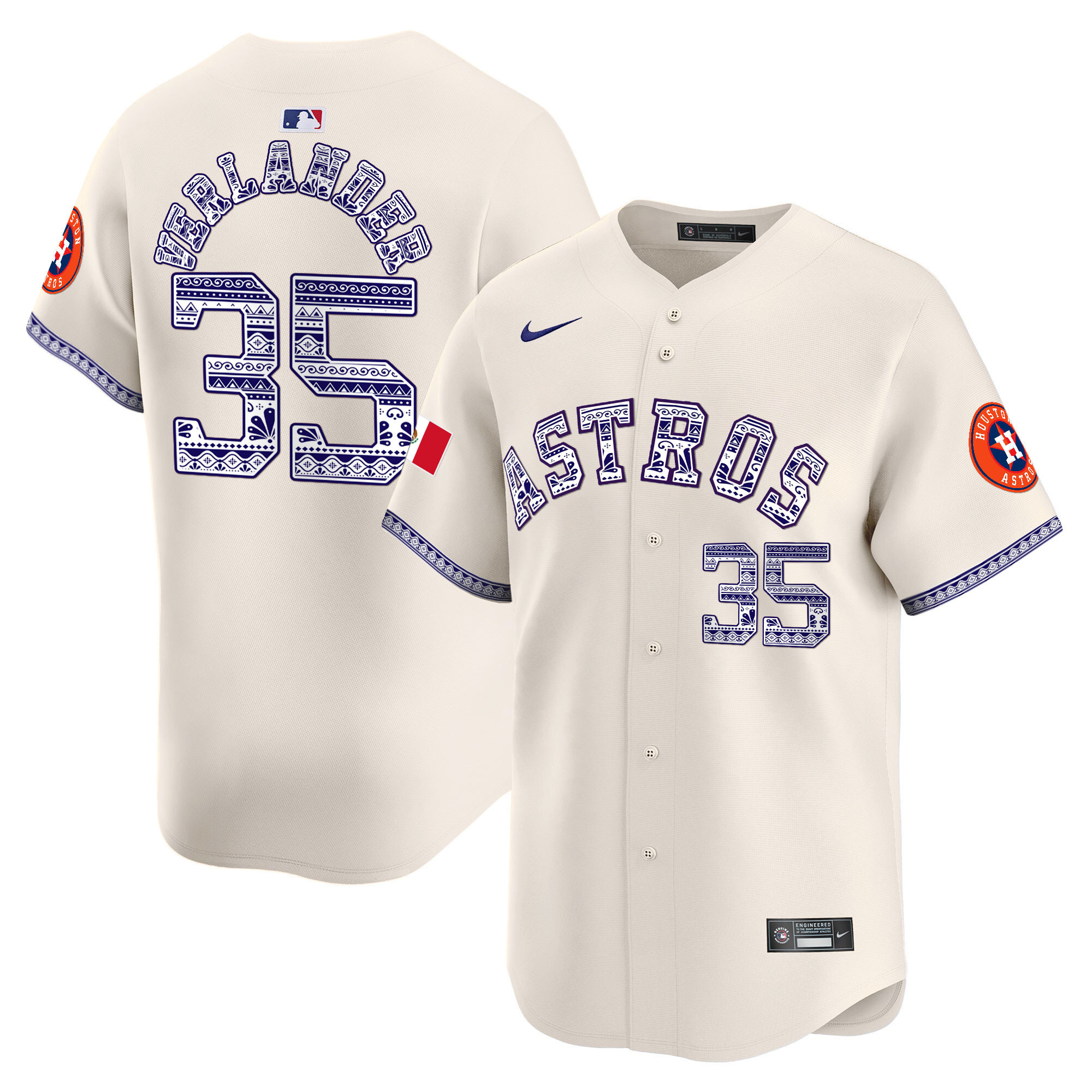 Justin Verlander Men's Houston Astros Mexico Vapor Premier Limited V2 Cream Jersey - All Stitched