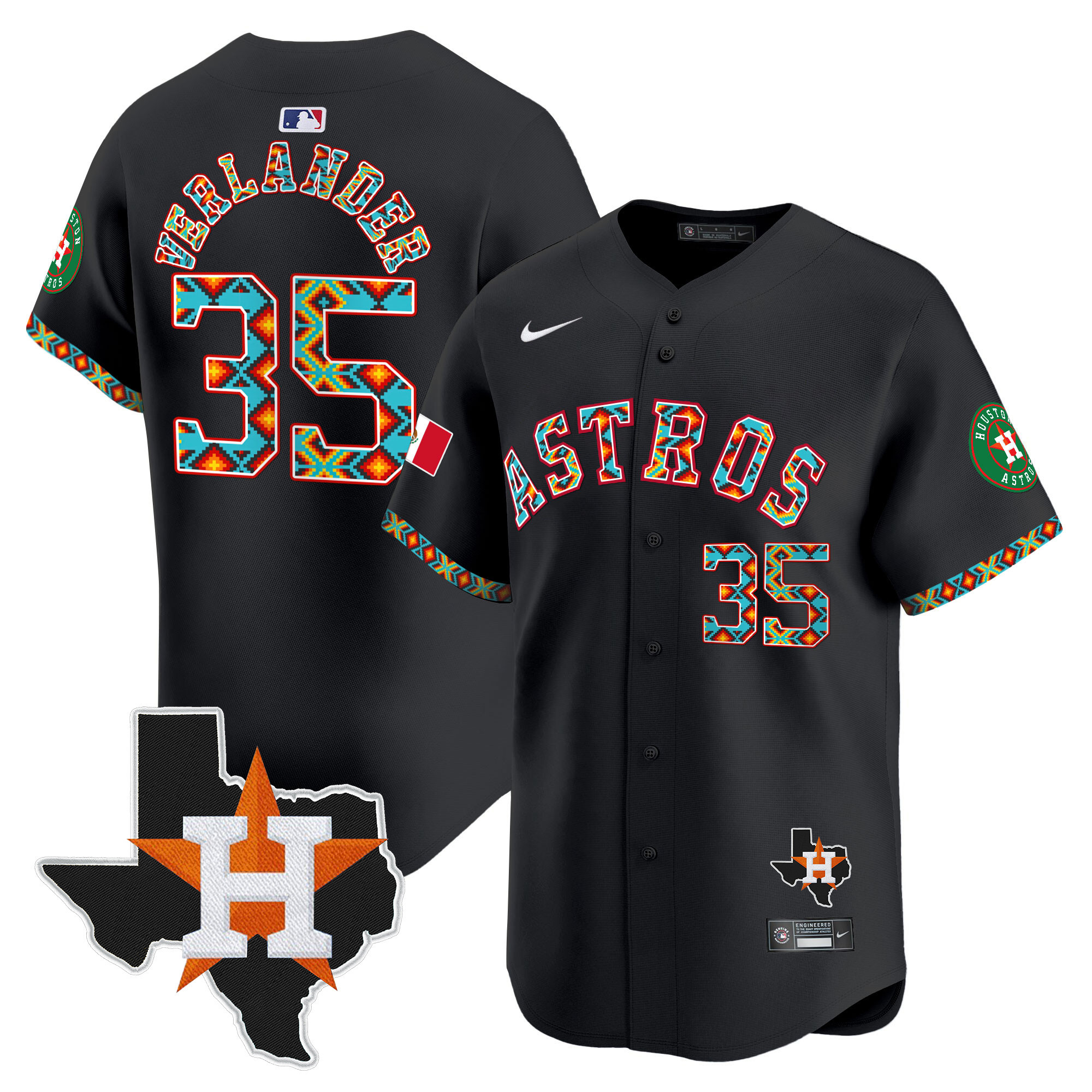 Justin Verlander Men's Houston Astros Mexico Vapor Premier Limited V3 Black Jersey - All Stitched