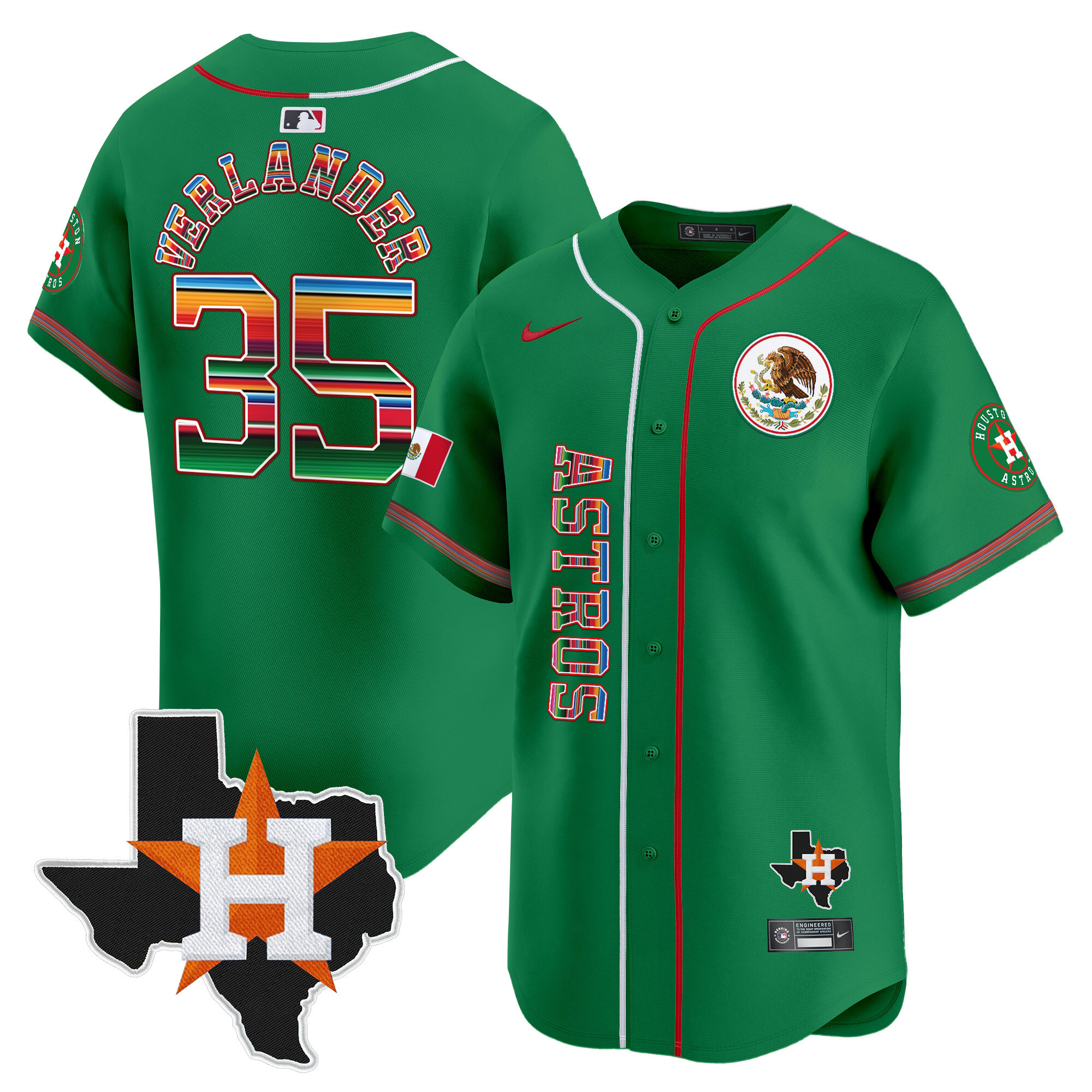 Justin Verlander Men's Houston Astros Mexico Vapor Premier Limited V4 Green Jersey - All Stitched