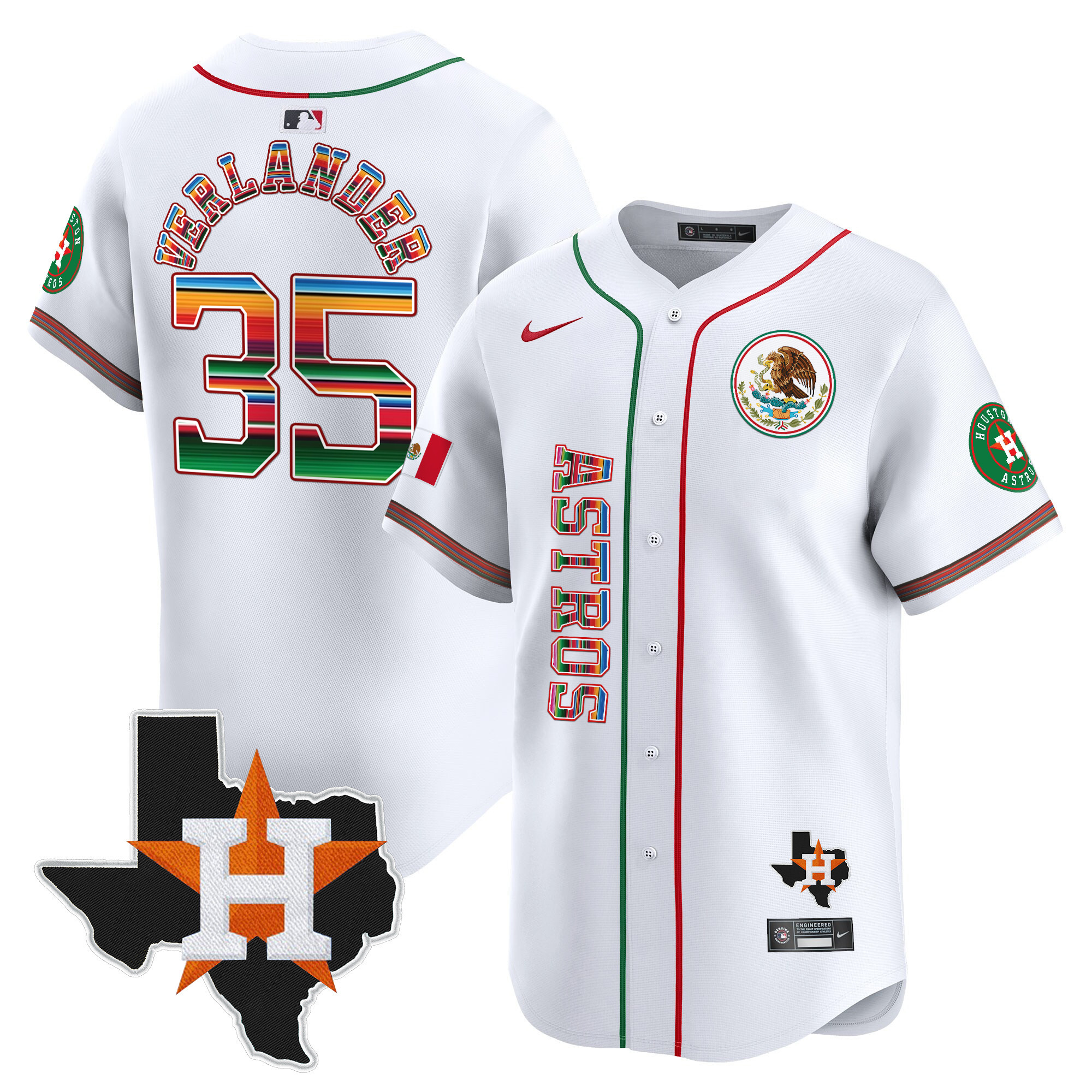 Justin Verlander Men's Houston Astros Mexico Vapor Premier Limited V4 White Jersey - All Stitched