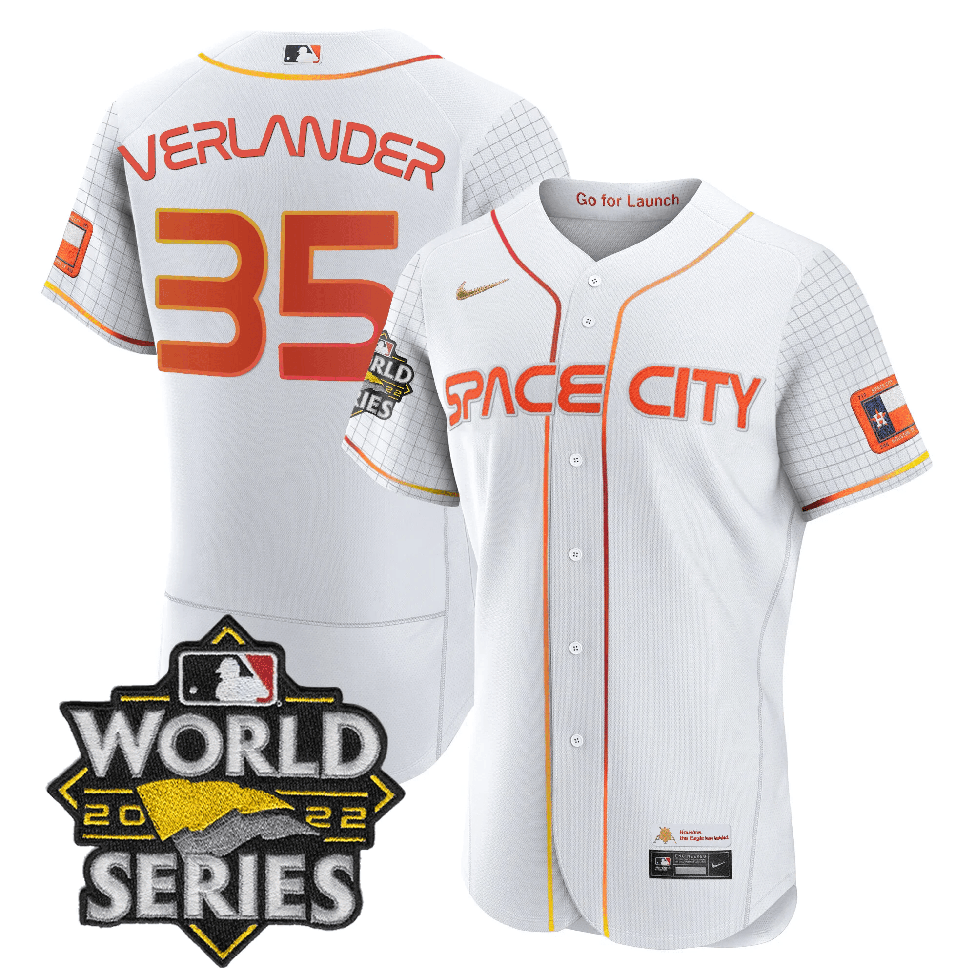 Justin Verlander Men's Houston Astros Space City Black & White Flex White Jersey - All Stitched