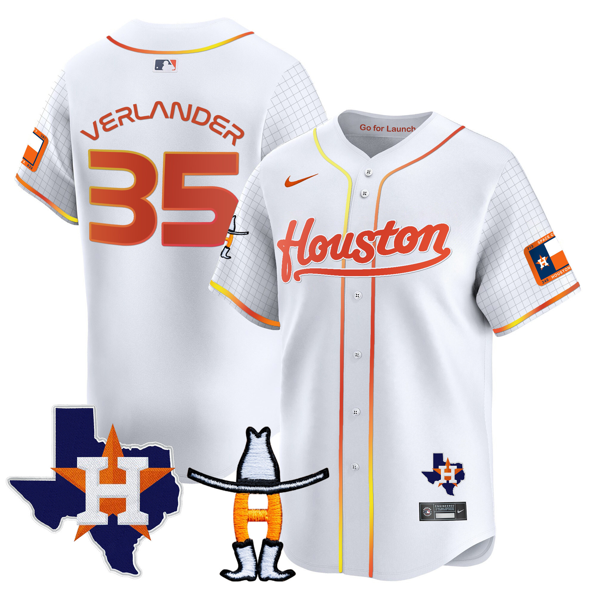 Justin Verlander Men's Houston Astros Space City Houston Rodeo Patch Vapor Premier Limited White Jersey - All Stitched