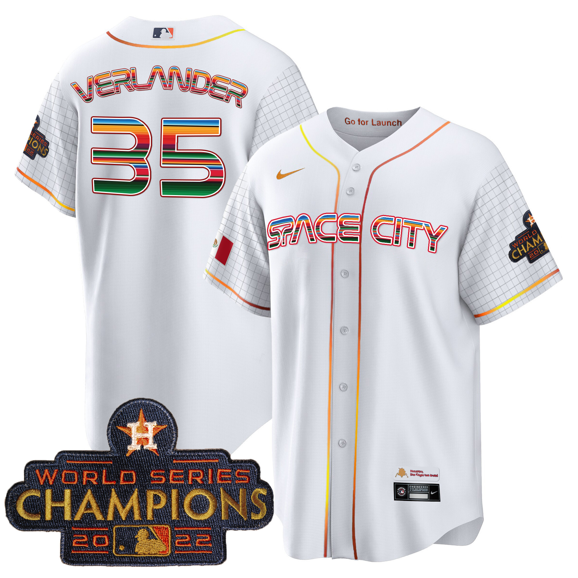 Justin Verlander Men's Houston Astros Space City Mexico Cool Base White Jersey - All Stitched