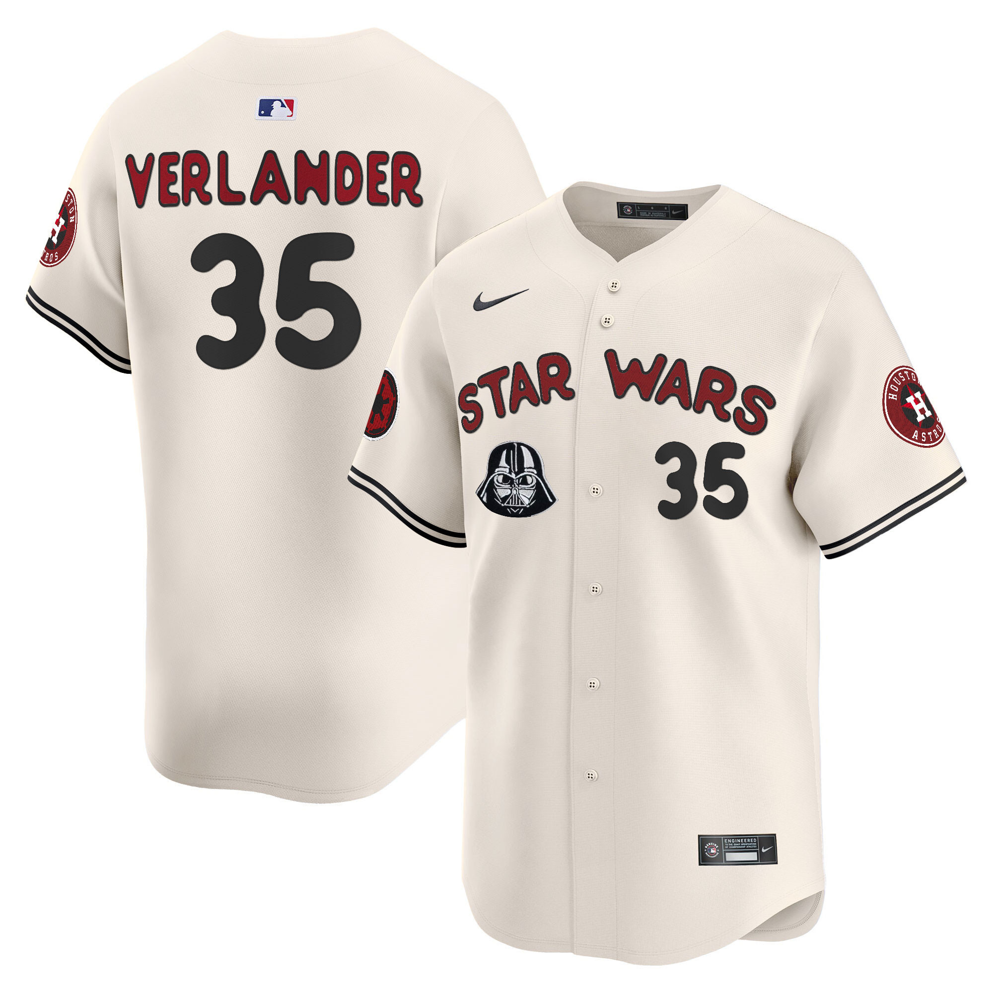 Justin Verlander Men's Houston Astros SW Vapor Premier Limited Cream Jersey - All Stitched