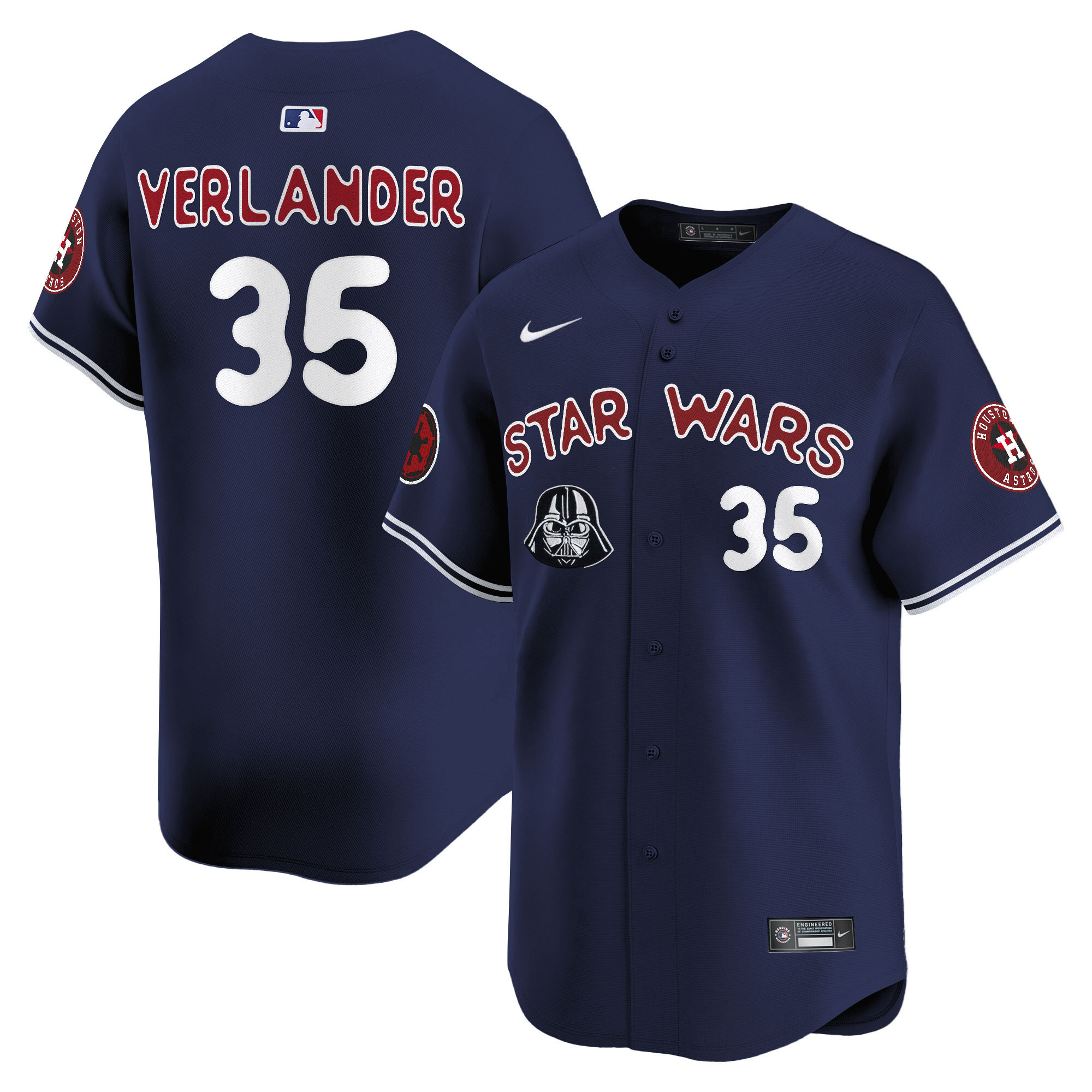 Justin Verlander Men's Houston Astros SW Vapor Premier Limited Navy Jersey - All Stitched