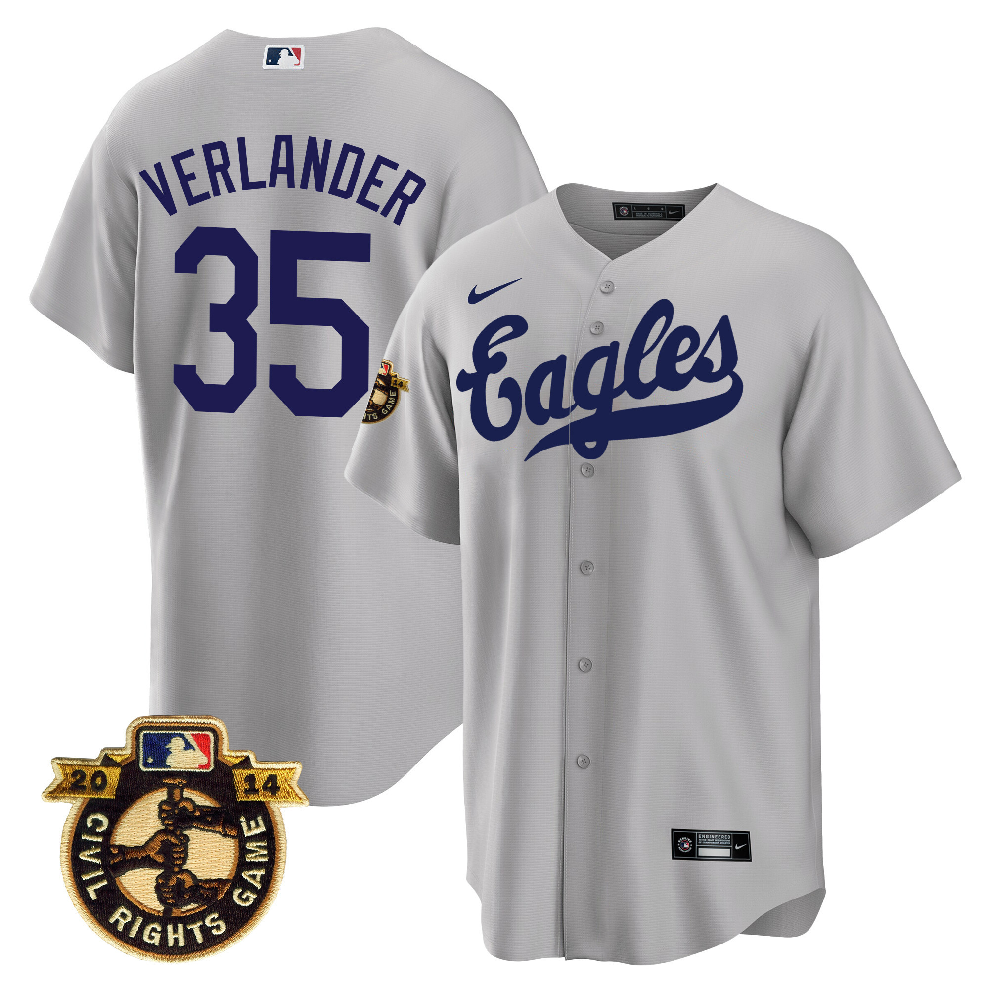 Justin Verlander Men's Houston Astros Throwback 1950 Houston Eagles Gray Jersey - All Stitched