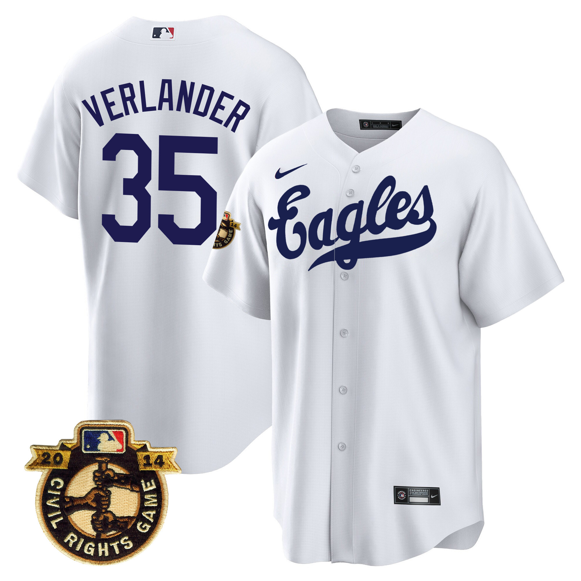 Justin Verlander Men's Houston Astros Throwback 1950 Houston Eagles White Jersey - All Stitched