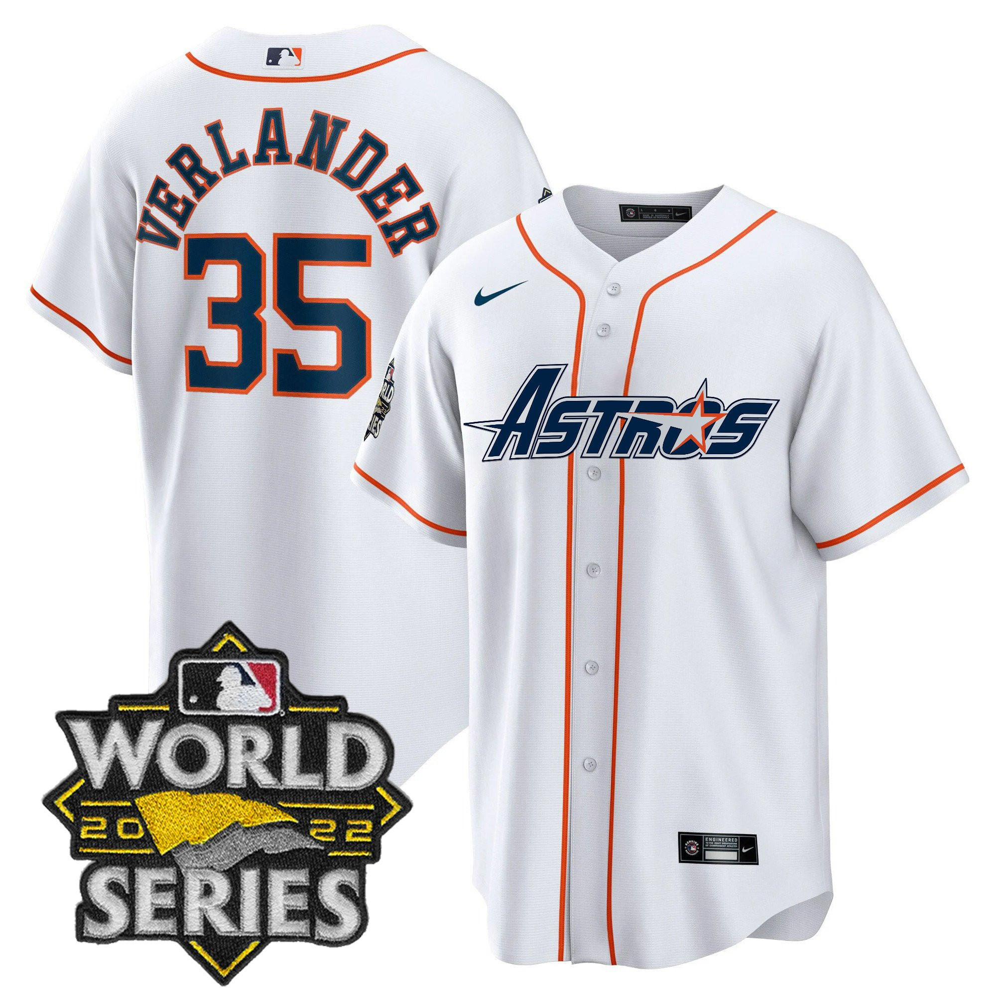 Justin Verlander Men's Houston Astros World Series & Throwback Patch Gold Cool Home Jersey - All Stitched