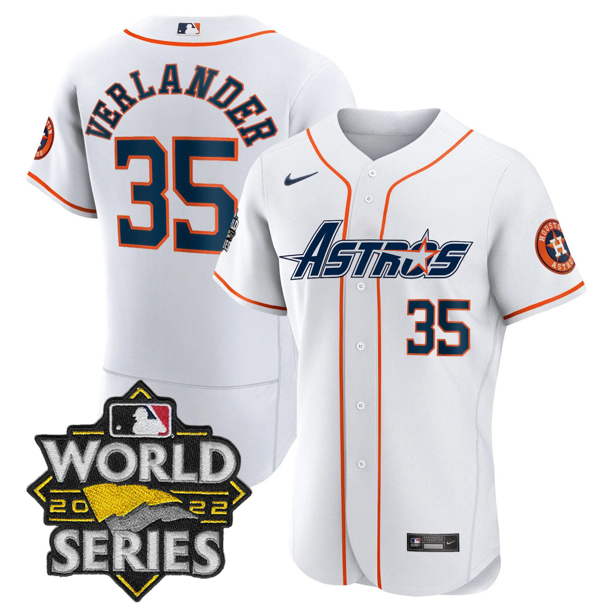 Justin Verlander Men's Houston Astros World Series & Throwback Patch Gold Flex Home Jersey - All Stitched