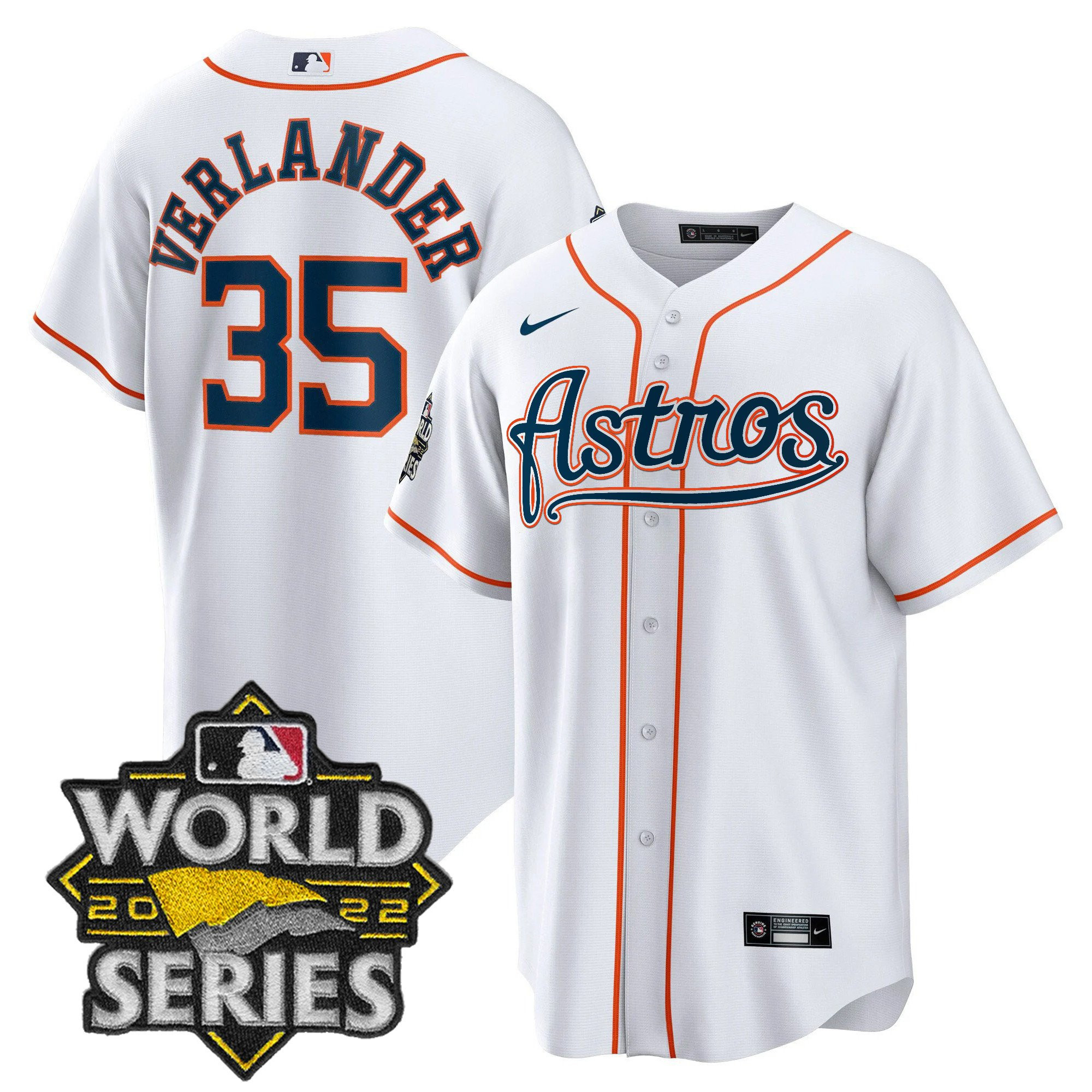Justin Verlander Men's Houston Astros World Series & Throwback Patch Gold V2 Cool Home Jersey - All Stitched