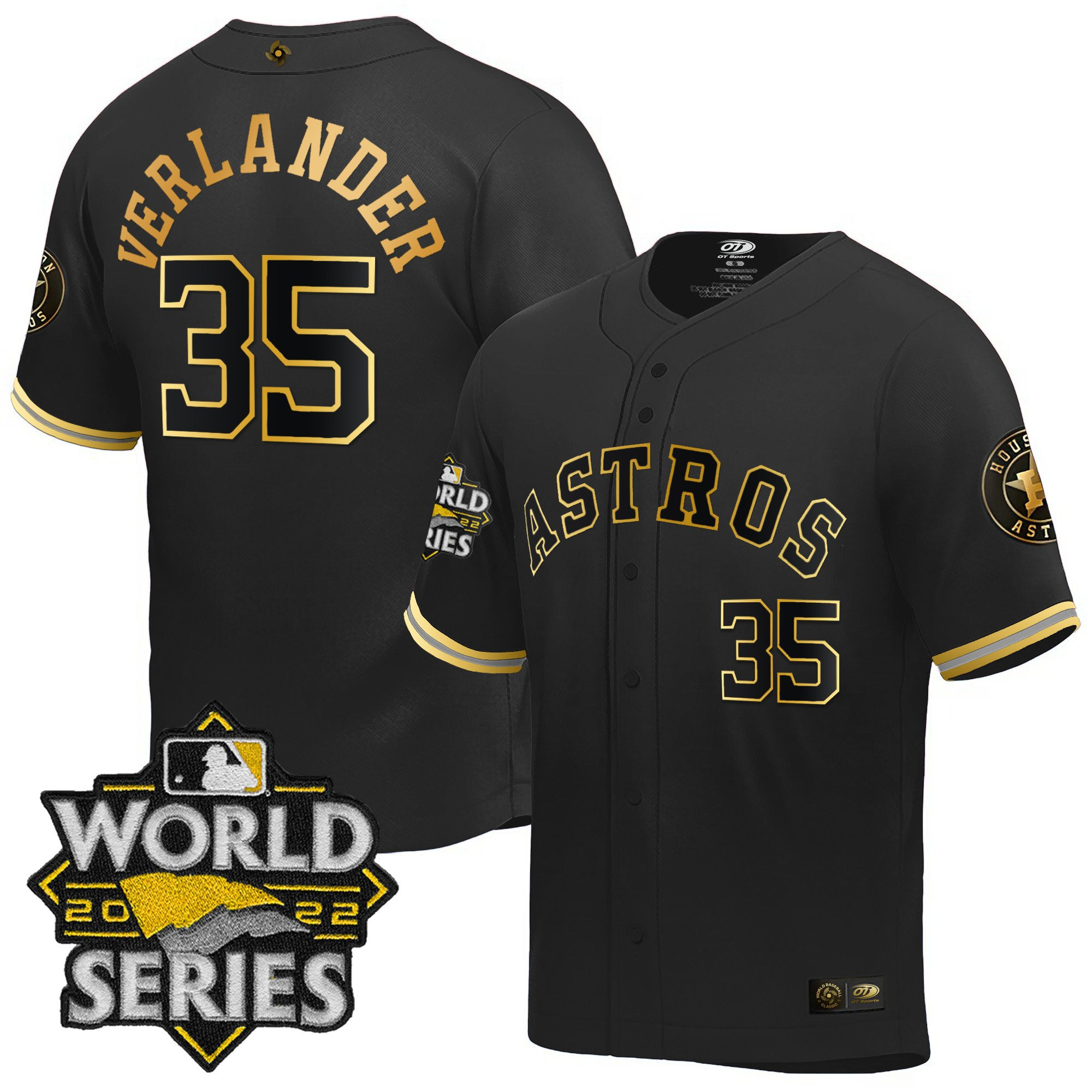 Justin Verlander Men's Houston Astros World Series Classic Black Gold Jersey - All Stitched