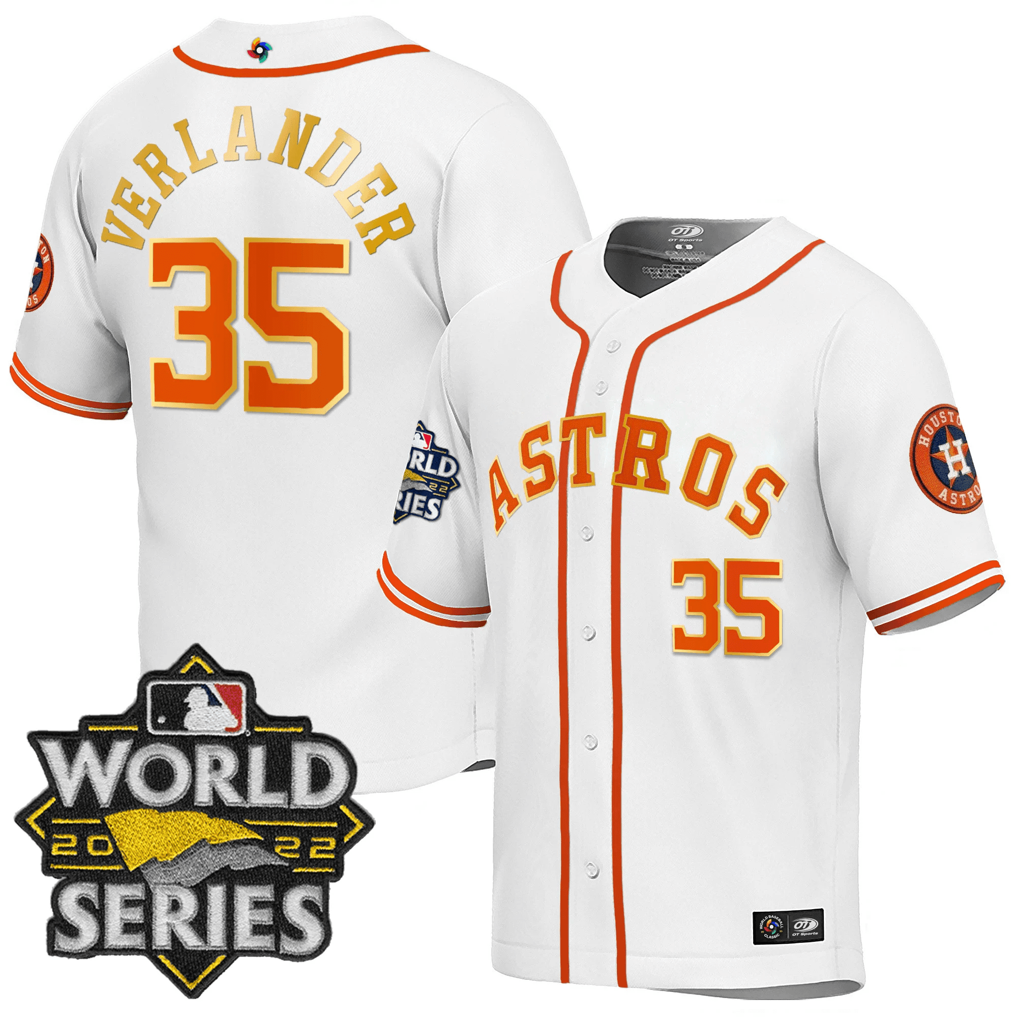 Justin Verlander Men's Houston Astros World Series Classic White Gold Trim Jersey - All Stitched
