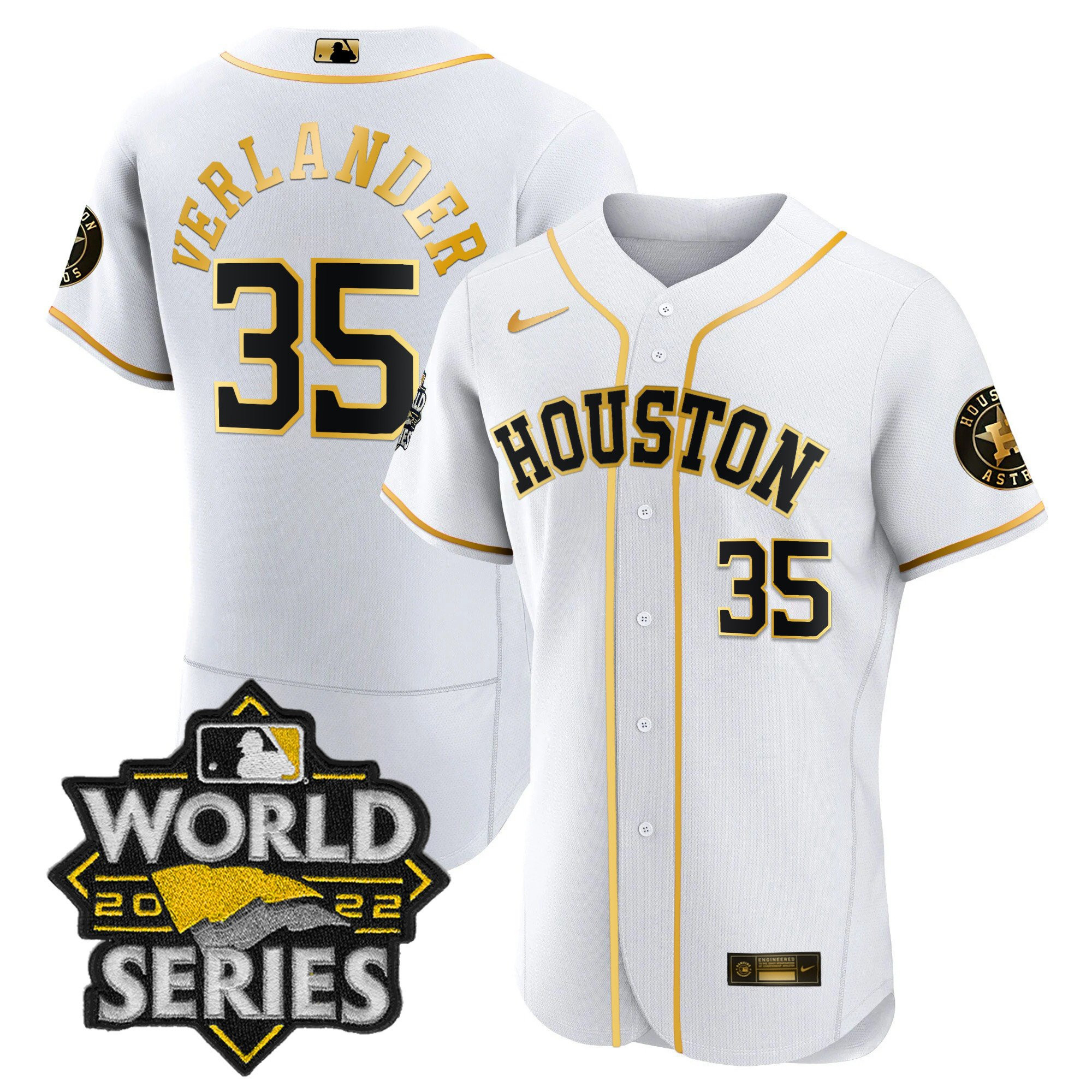 Justin Verlander Men's Houston Astros World Series Limited Flex White Jersey - All Stitched
