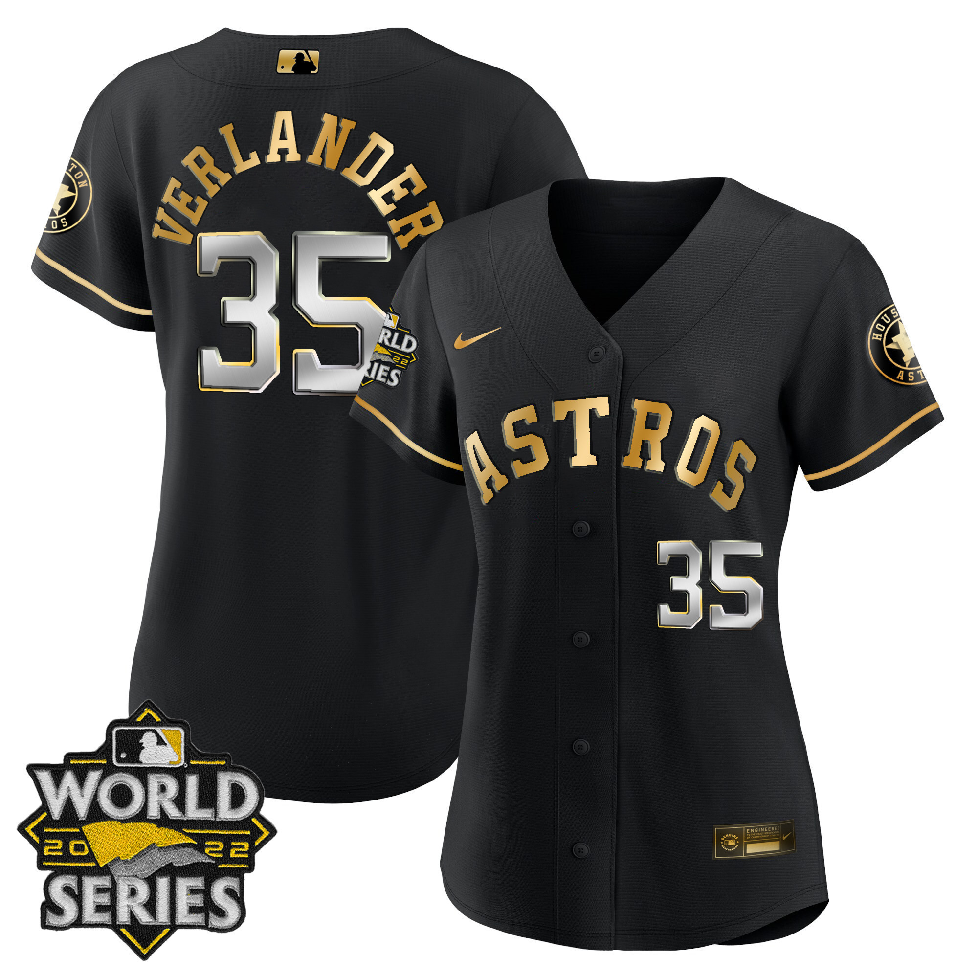 Justin Verlander Women's Houston Astros 2022 World Series Player Cool Black Jersey - All Stitched