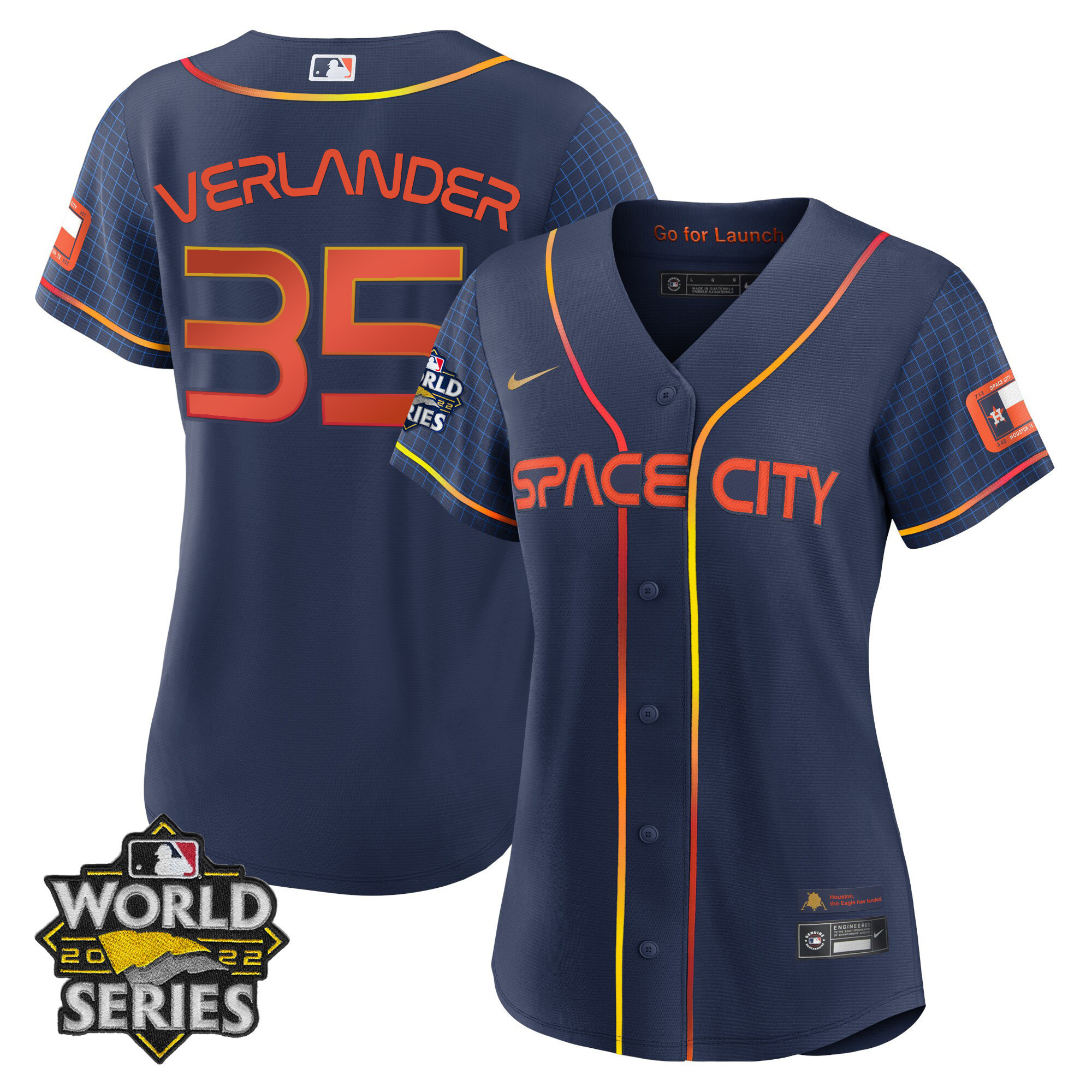 Justin Verlander Women's Houston Astros 2022 World Series Player Cool Space City Jersey - All Stitched