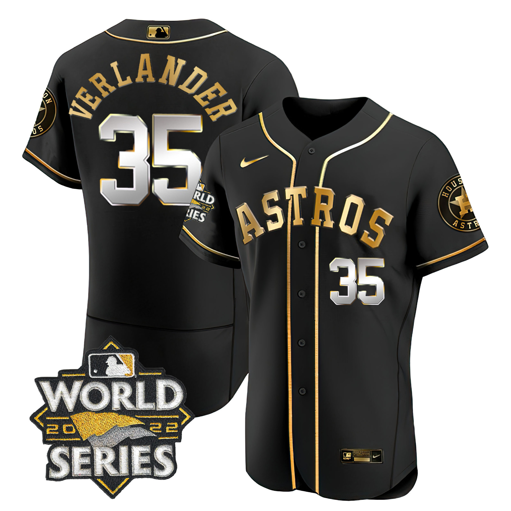Justin Verlander Women's Houston Astros 2022 World Series Player Flex Black Jersey - All Stitched