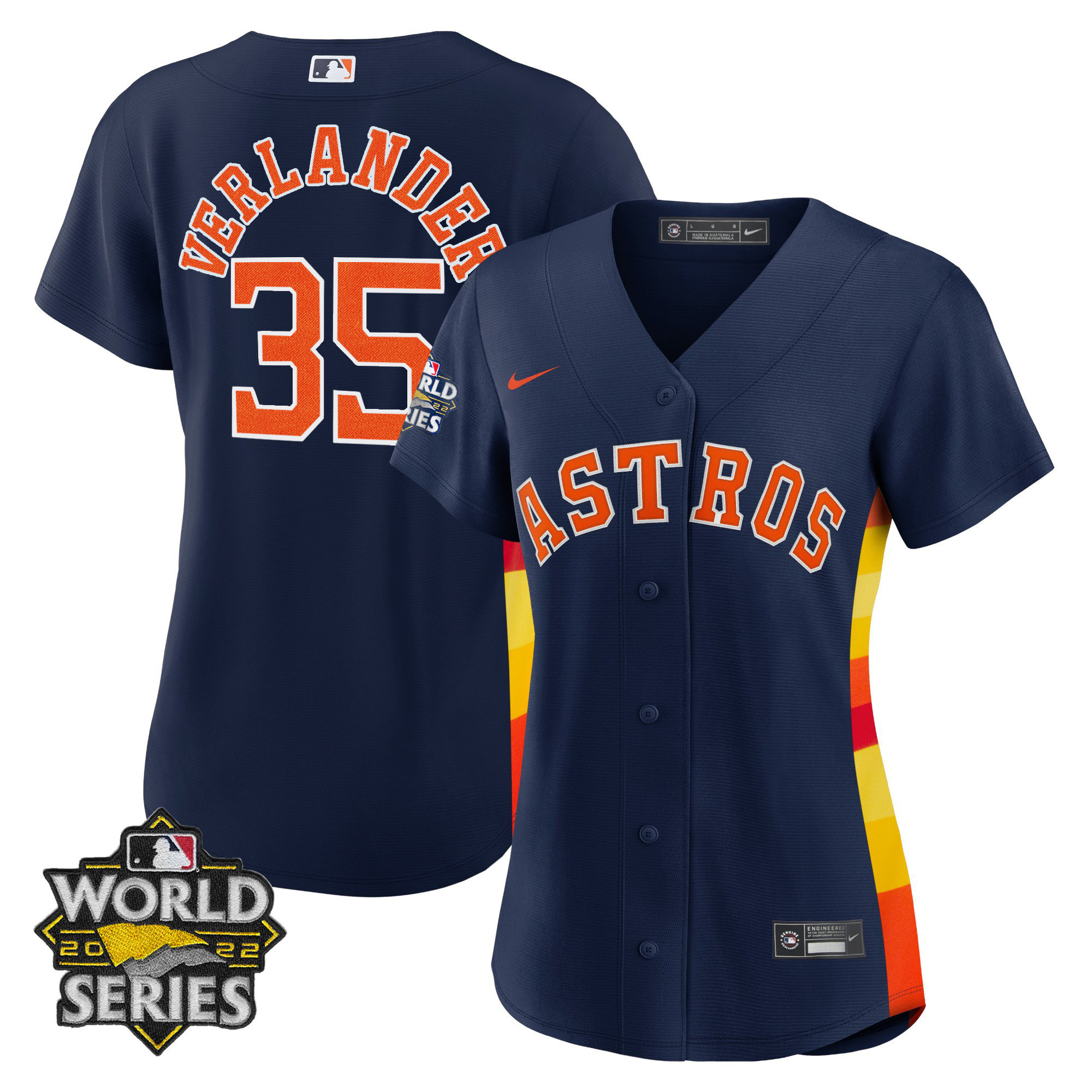 Justin Verlander Women's Houston Astros Alternate Navy 2022 World Series Player Cool Base Jersey - All Stitched