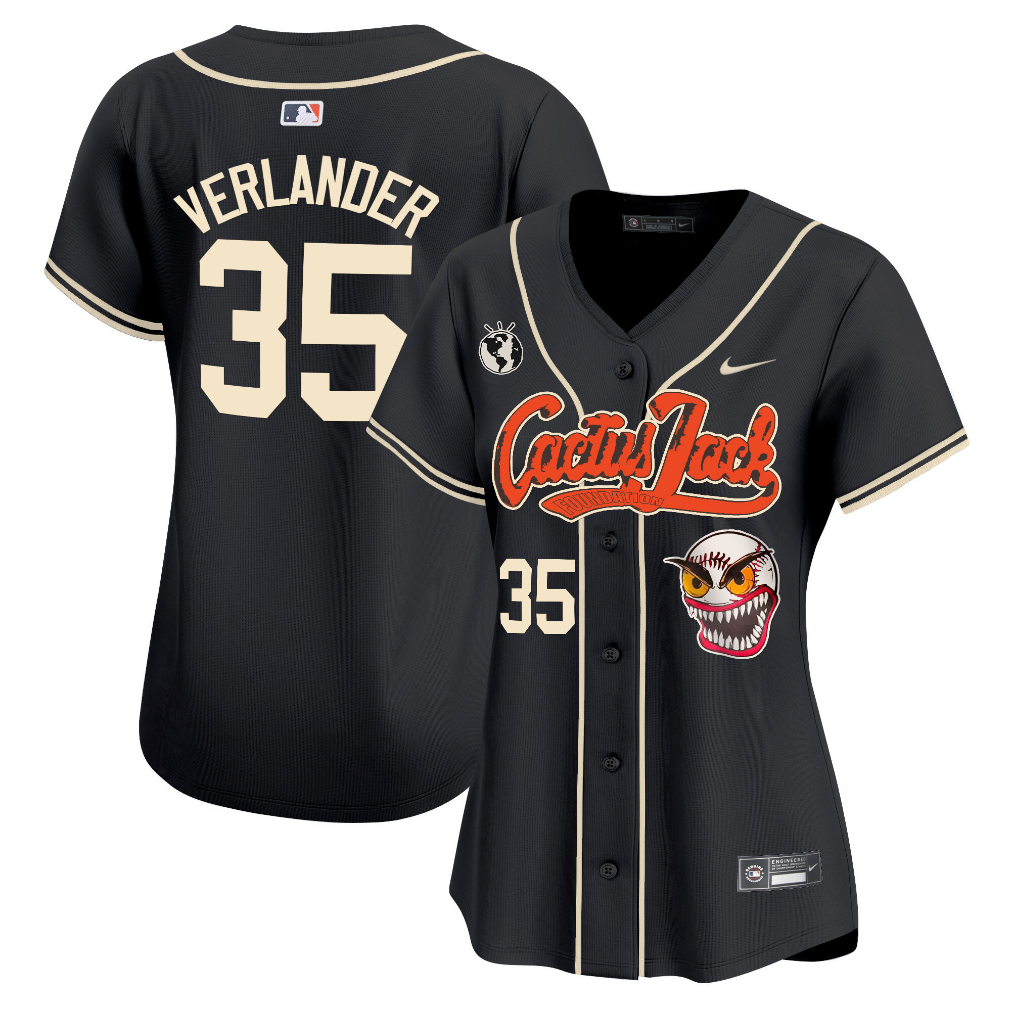 Justin Verlander Women's Houston Astros Cactus Jack Vapor Premier Limited Black Jersey - All Stitched