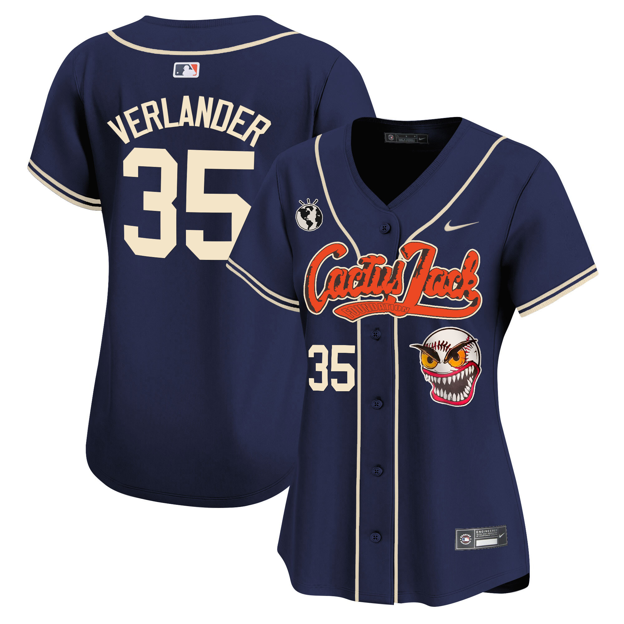 Justin Verlander Women's Houston Astros Cactus Jack Vapor Premier Limited Navy Jersey - All Stitched