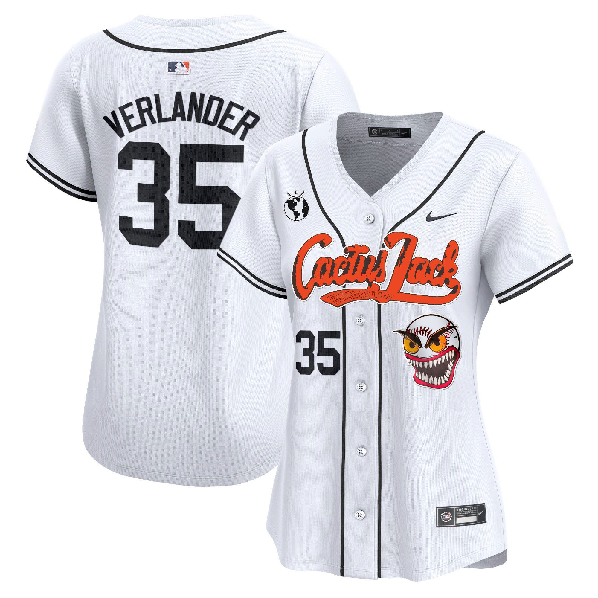 Justin Verlander Women's Houston Astros Cactus Jack Vapor Premier Limited White Jersey - All Stitched