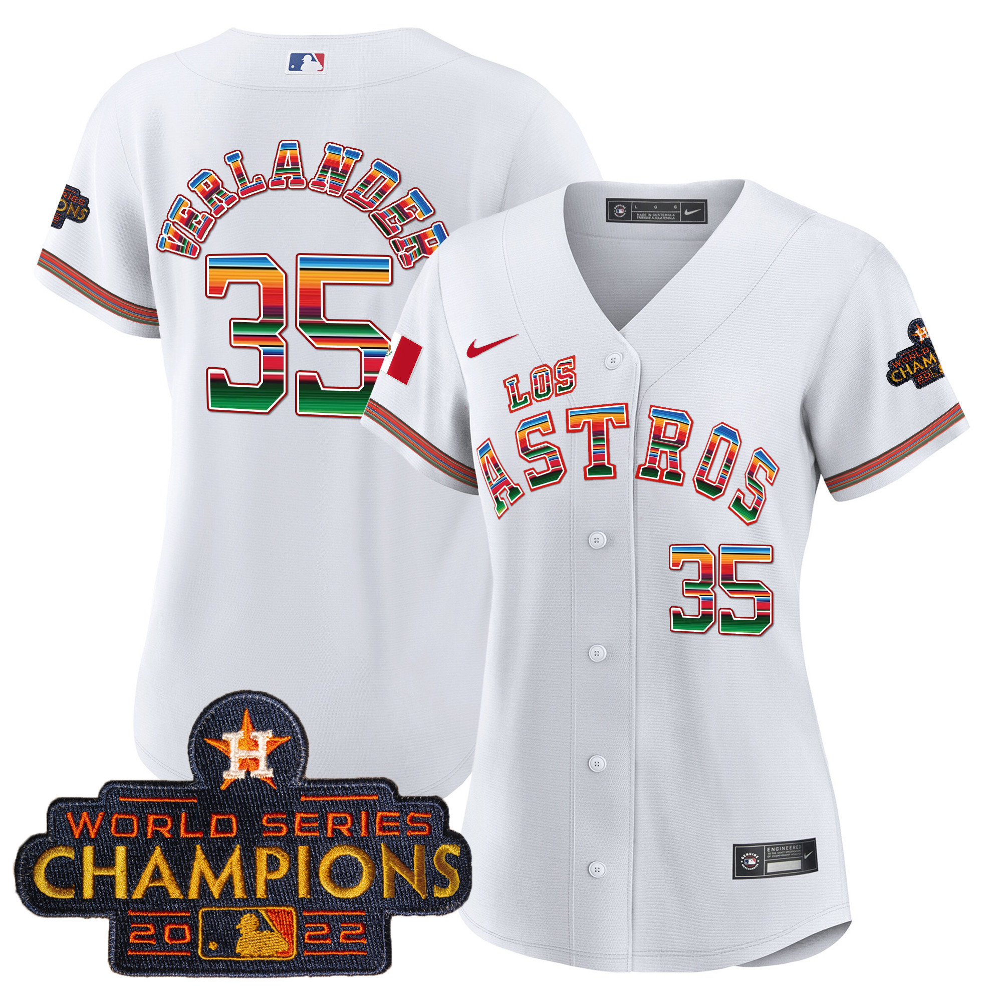 Justin Verlander Women's Houston Astros Los Houston Astros Mexico White Jersey - All Stitched
